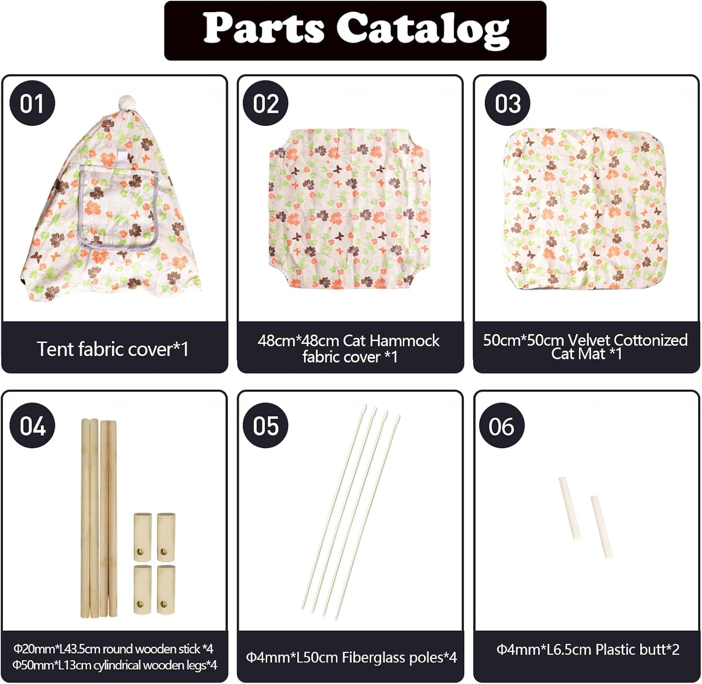 2-in-1 Elevated Cat Tent Cat House, Quick Assembly and Disassembly, Portable Indoor/Outdoor Cute Cat Bed Cave-Butterfly and Flower