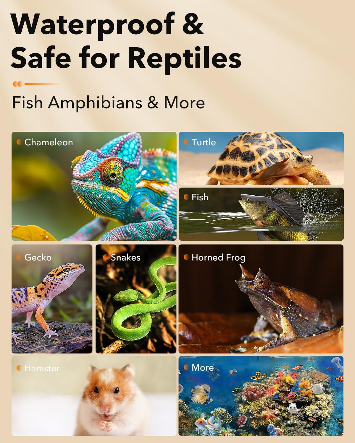 BN-LINK Reptile Heat Pad 8"X12" 16W for 30-40gal Under Tank Terrarium Heating Mat Waterproof for Turtle, Lizard, Frogs, Snake, Hermit Crab