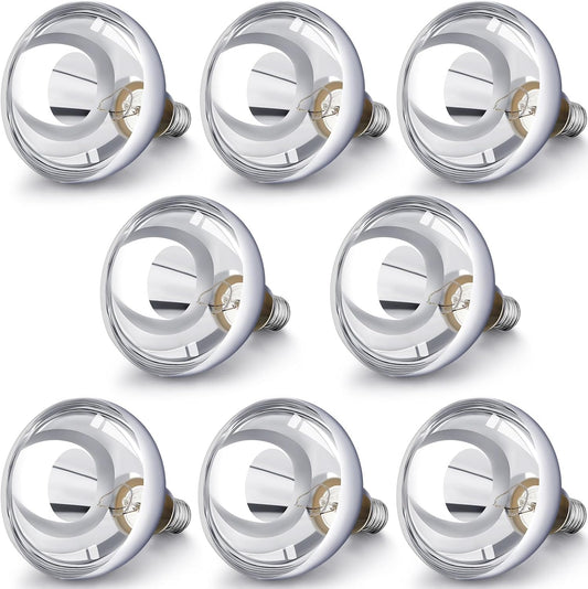 VIHOSE 8 Pack 250 Watt Heat Lamp 120v R40 Heat Lamp Bulbs Glass Incandescent Light Bulbs Incandescent Heating Lightbulbs for Reptiles Chicks Food Puppies Bathroom, Use E26 Base (Silver)