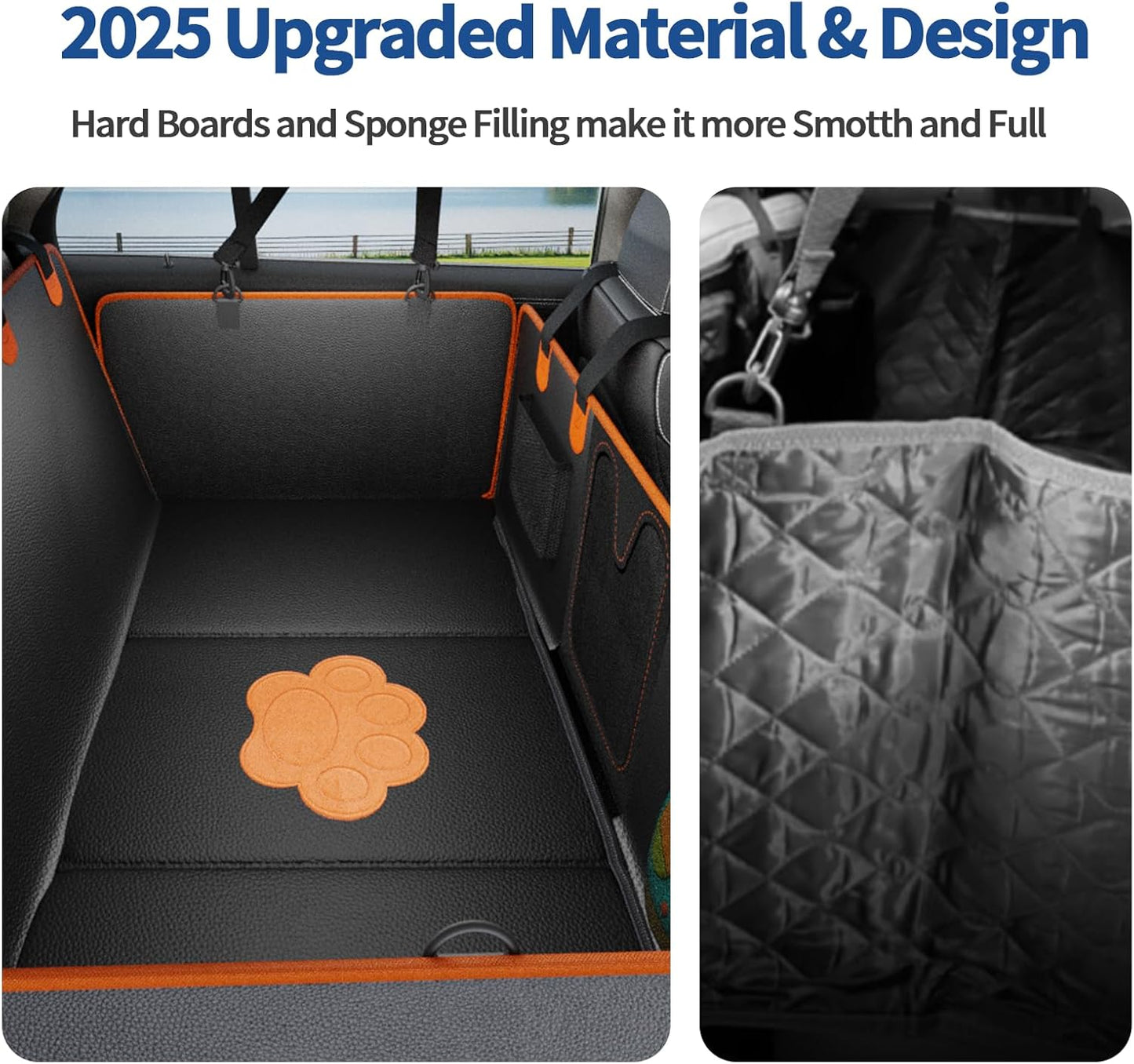 Back Seat Cover for Dogs,Upgraded PU Leather Dog Car Cover for Back Seat with Hard Bottom Holds 400lbs,Waterproof Seat Protector Dog Hammock for Car, Universal Fits SUV Small Truck