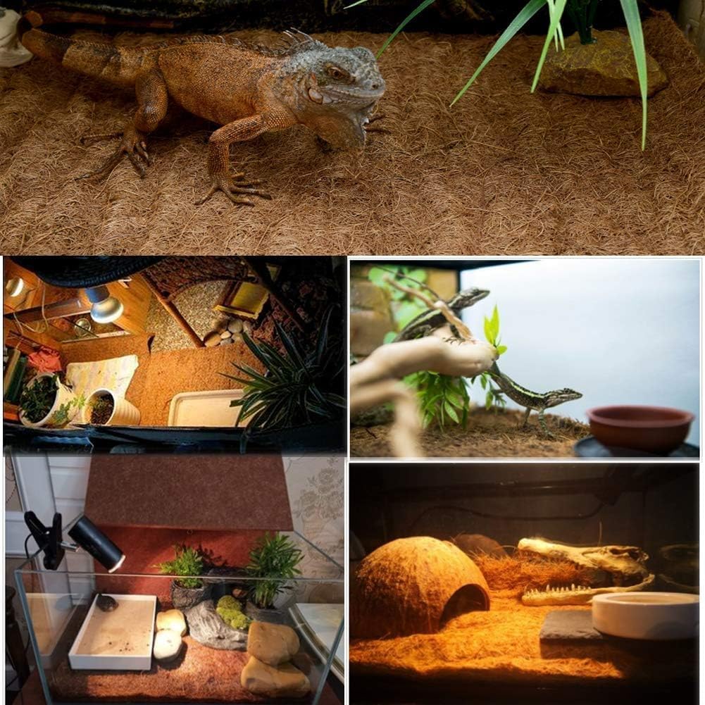 Hamiledyi Reptile Carpet Natural Coconut Fiber Tortoise Carpet Mat for Pet Terrarium Liner Reptile Supplies for Lizard Snake Chamelon Turtle Bedding Bunny Rabbit Mat (4 Pcs)