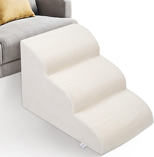 Dog Stairs for Small Dogs - High Density Foam Pet Steps, Extra Wide Dog Ramp with Non-Slip Bottom for High Beds, Couch and Sofa, Best for Dogs Injured, Older Doggy Cats