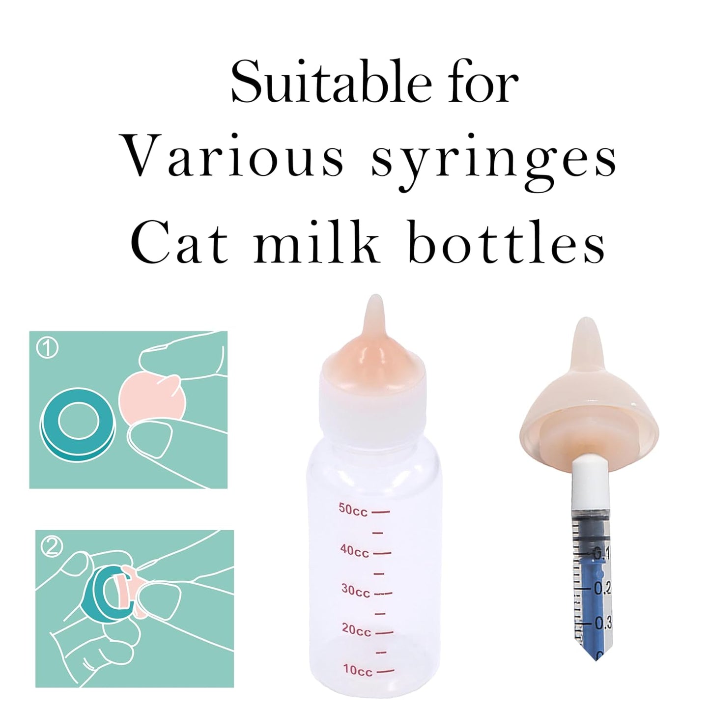 Silicone Feeding Nipples and Syringes for Newborn Kittens, Puppies, Small Animals, Rabbits Dongdong pet