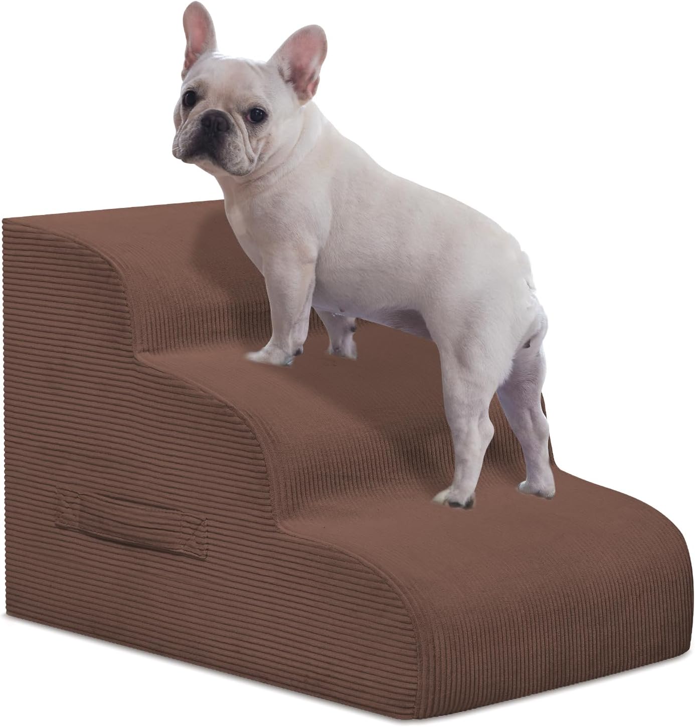 Dog Steps for Small Dogs, 3-Step Pet Ramp Stairs for High Beds and Sofa, Non-Slip Pet Stairs for Small Dogs and Cats, Removable and Easy to Clean Cover, Coffee