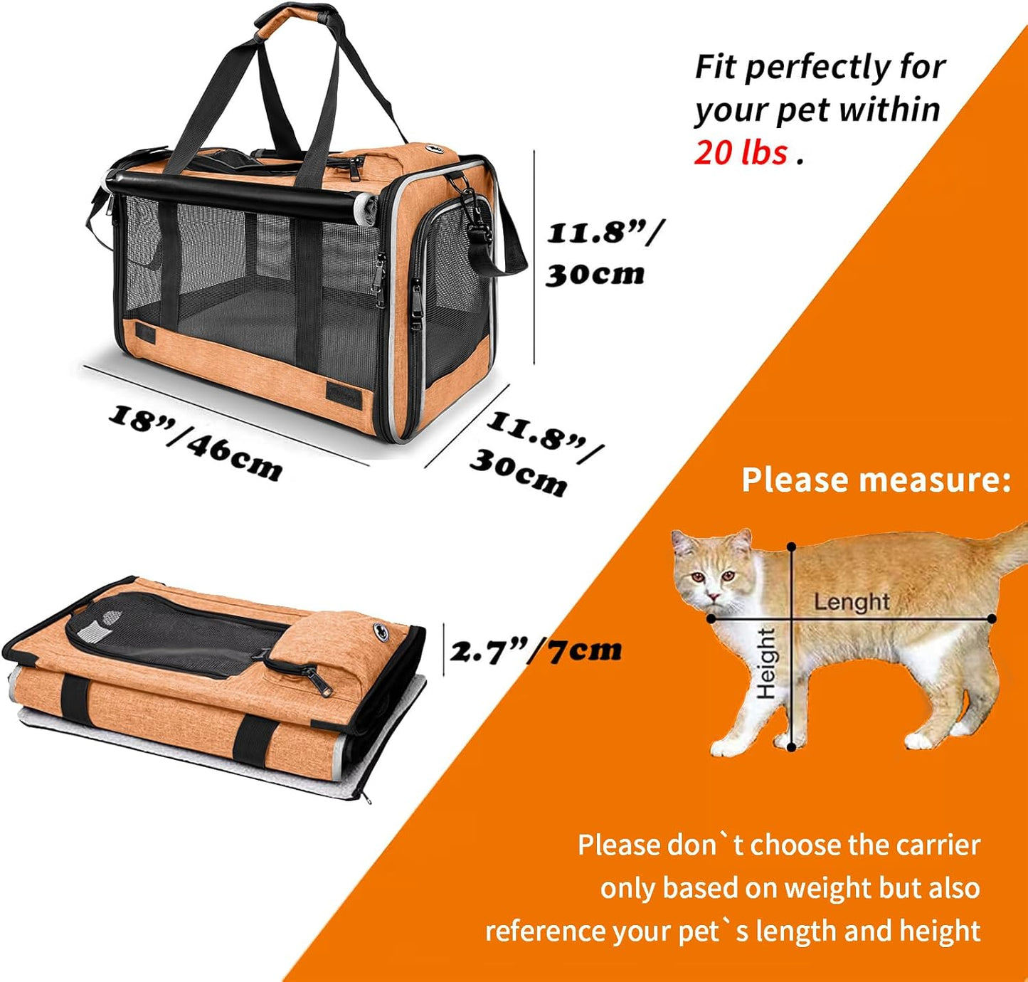 Dog Carry Bag for Puppy Pet Soft-Shell Portable Kennel Crate for 0-15 lbs Foldable Pomeranian Travel Cage Tea Cup Yorkie Carrier Purse Indoor Carrying Case Cat Supply Melon Tiny Dog Melon