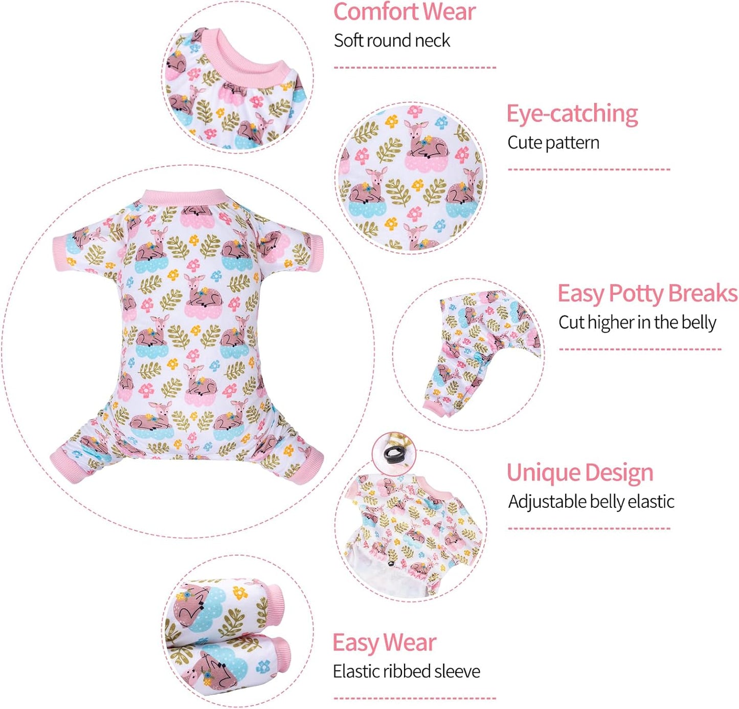 CuteBone Small Dogs Outfit Soft Puppy Onesies Pjs Dog Pajamas Pet Coat Cat Apparel Comfy Doggie Jumpsuit Bodysuit for All Seasons P286S