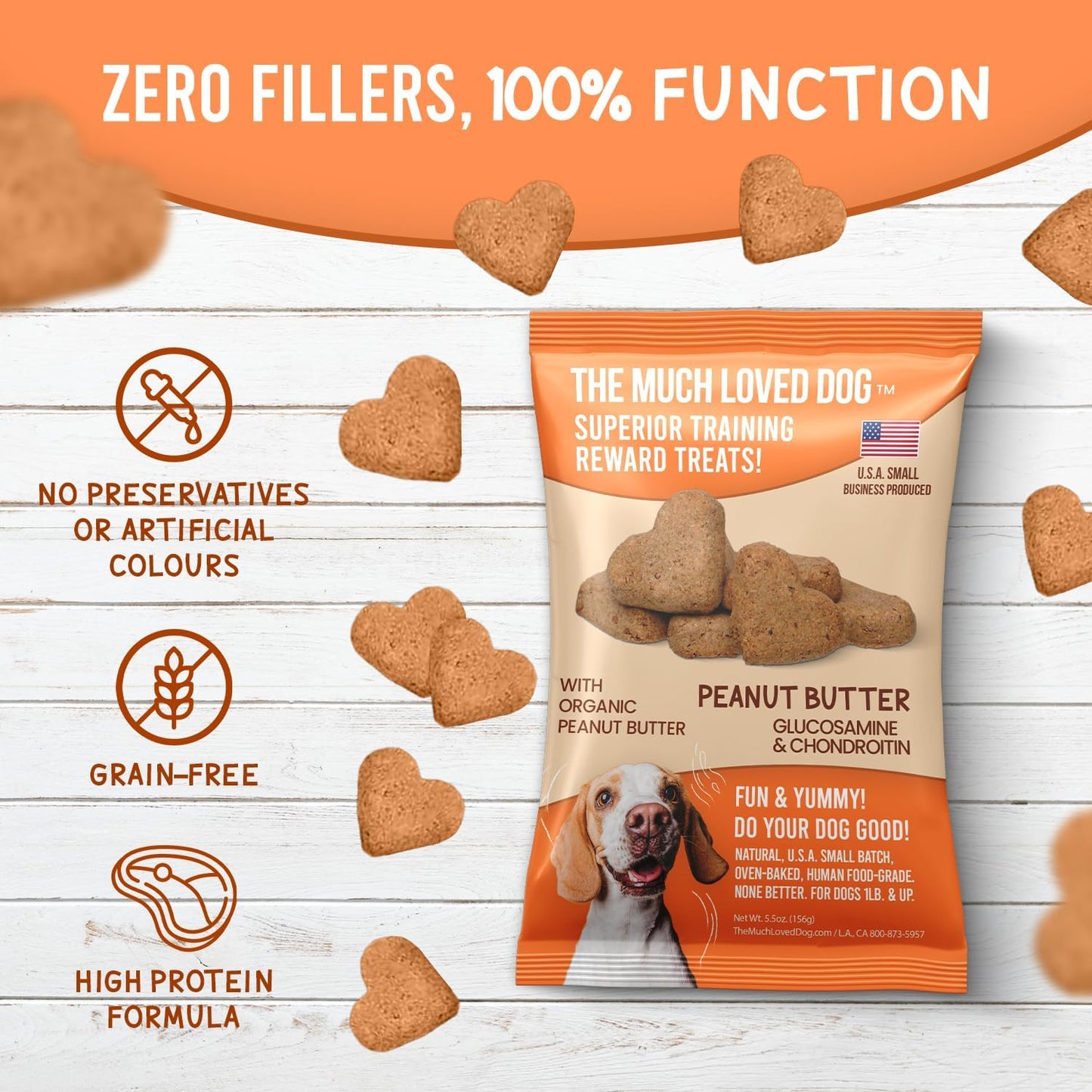The Much-Loved Dog!™ Peanut Butter Dog Treats – Natural Biscuits for Small Dogs & Large Breeds – Healthy Puppy Treats for small dogs Made in USA, Training Snacks for All Breeds (1 Pack, Peanut Butter)
