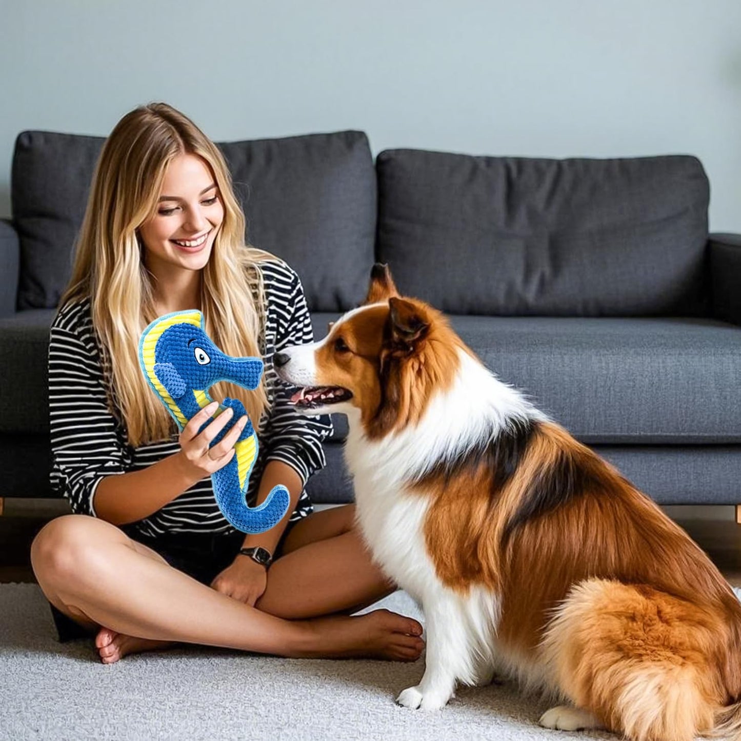 Dog Toy Squeaky Aggressive Durable Dog Toys for Dogs Chew No-Stuffed Dog Toy Interactive Hours of Fun Keep pups Busy -Green Shark,Bubble-Pressed Ultra-Soft Fabric