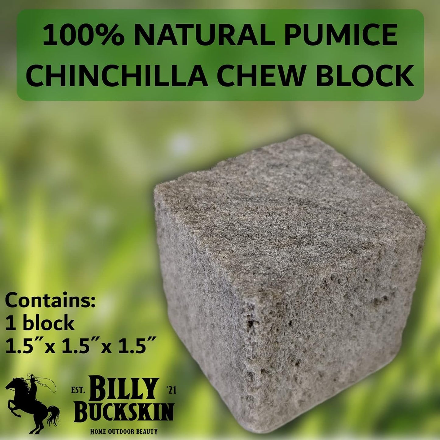 Chinchilla Chew Toys, Pumice Chew Blocks, Lava Block for Hamster, Rat, Mice, Degus, Gerbils, Small Animal Toys, Guinea Pigs, Rabbit Toy, Bunny Toy by Billy Buckskin (Pack of 6)Mined in USA