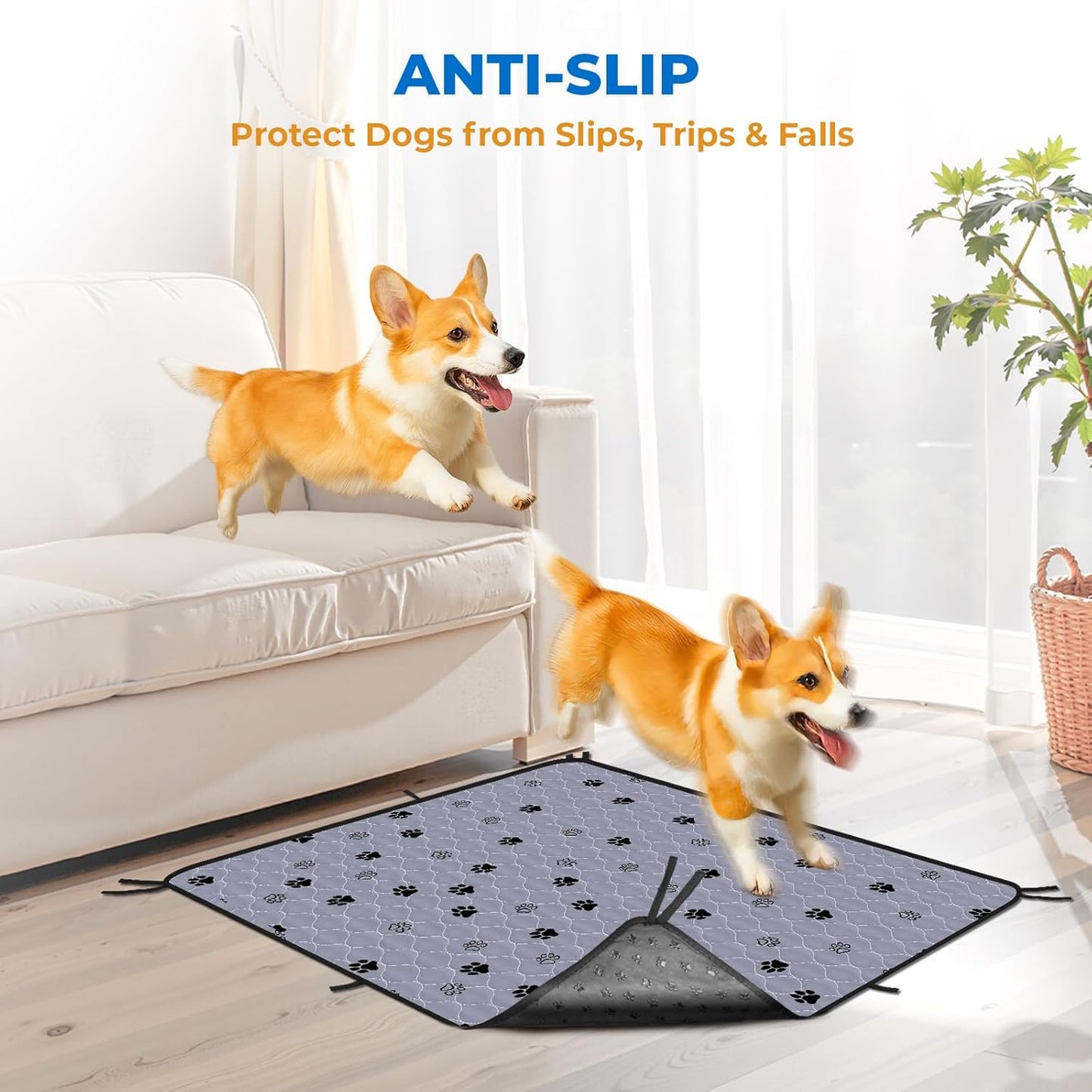 Fostanfly Washable Pee Pads for Dogs, 72"x72"-1 Pack Extra Large Reusable Potty Pads for Floor, Non-Slip Waterproof Pet Playpen Mat for Puppy/Senior Dog Whelping Incontinence