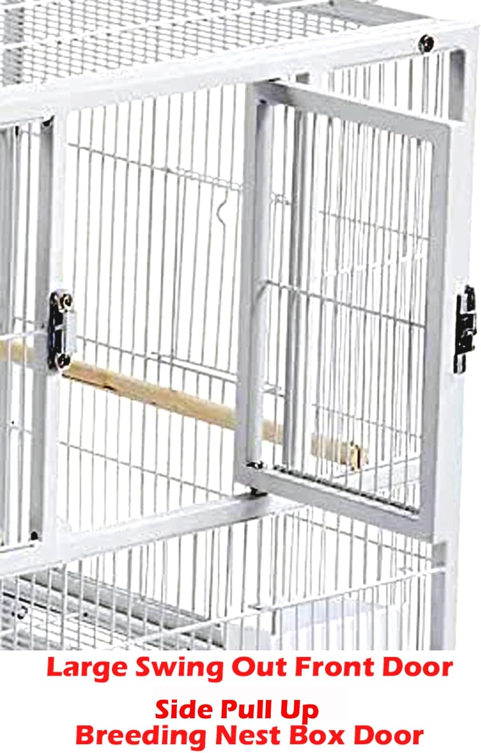 Stackable Center Divided Breeder Breeding Bird Flight Double Rolling Cage for Aviaries Canaries Cockatiels Lovebirds Finches Budgies Small Parrots (White Vein, Double Story)