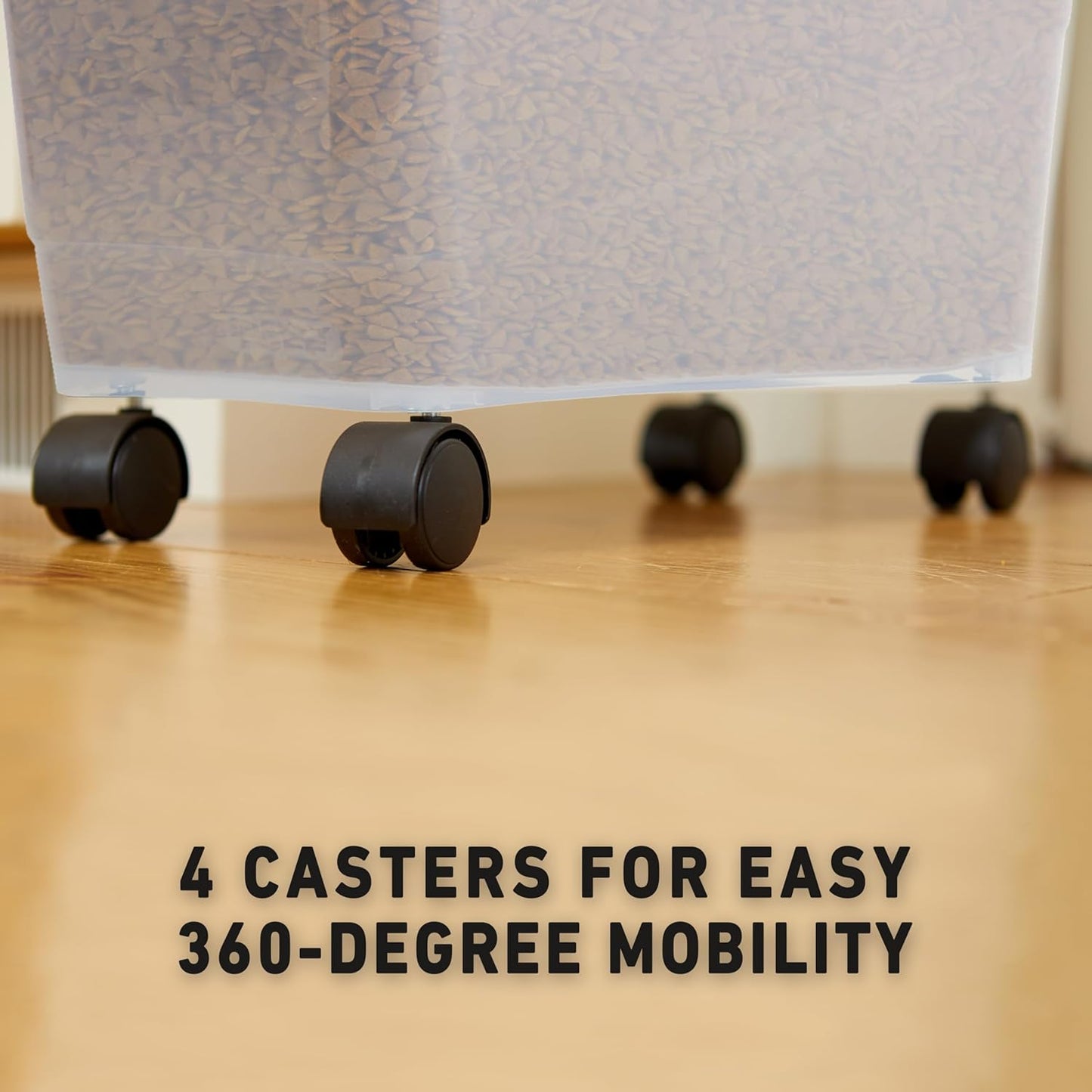 Mighty Tuff Airtight Dog Food Storage Container, Up to 36 lbs, with Portion Scoop – BPA Free Airtight Pet Food Bin on Wheels