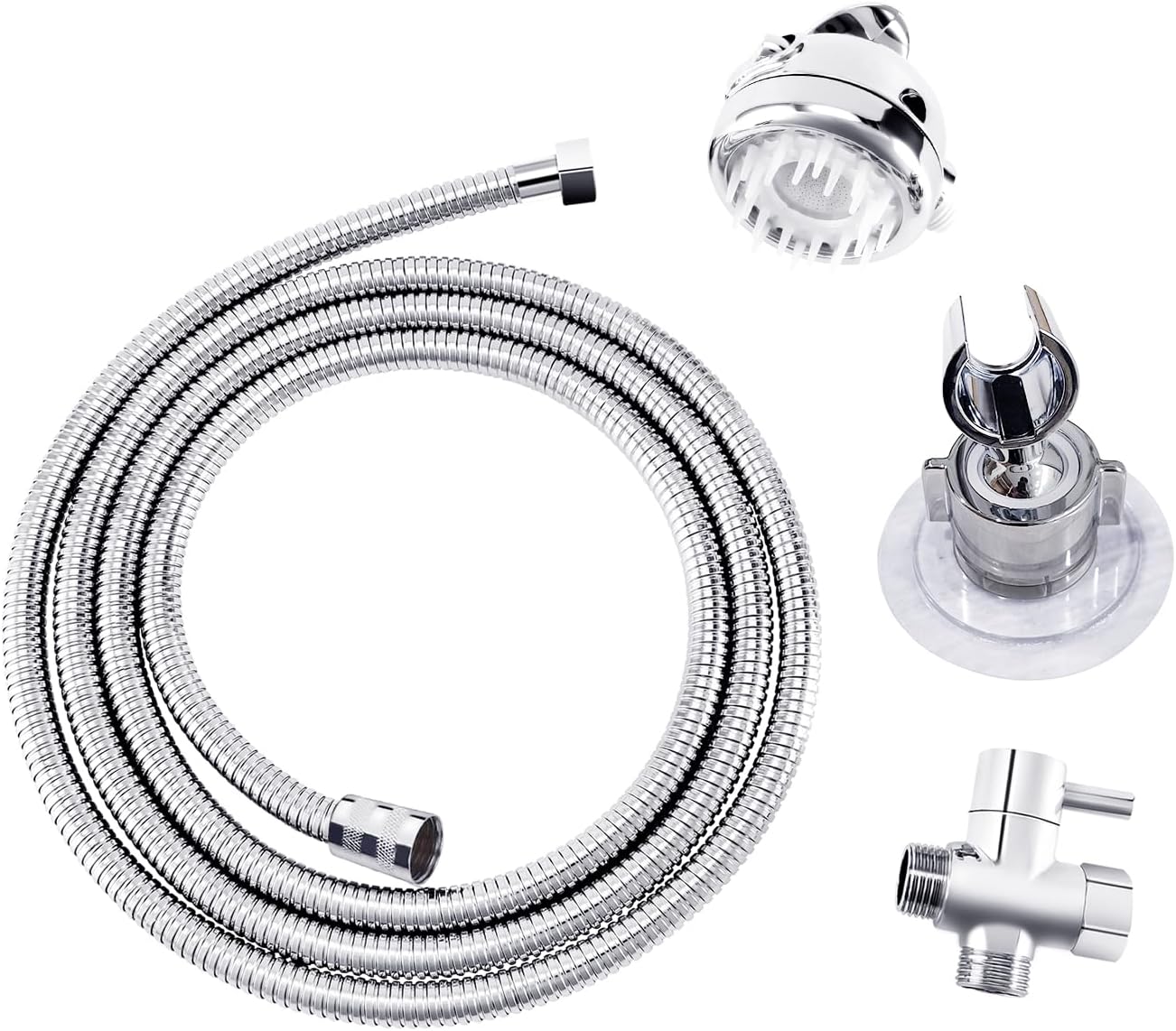 Pet Shower Set with 8.2ft Hose for Bathroom Shower Arm (Adhesive Holder)