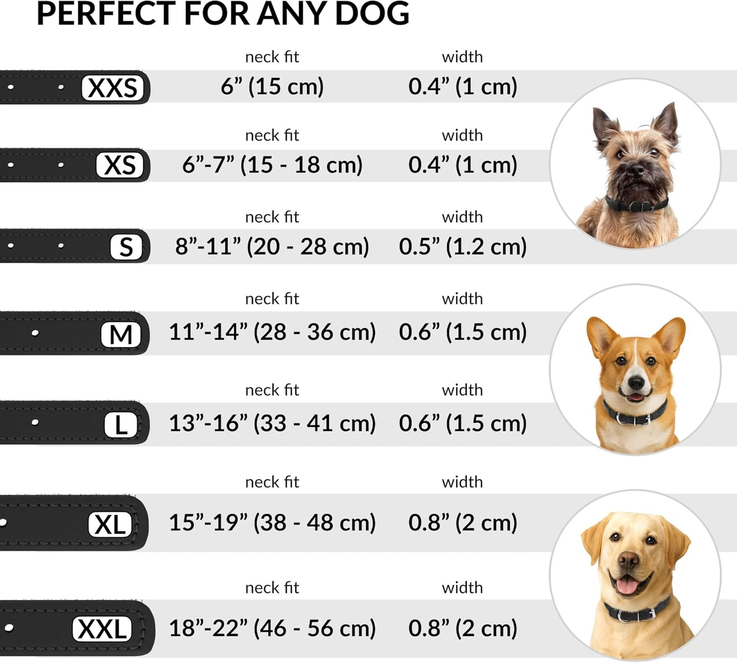 CollarDirect Rolled Leather Dog Collar, Soft Padded Round Puppy Collar, Handmade Genuine Leather Collar Dog Small Large Cat Collars 13 Colors (6-7 Inch, Black Smooth)