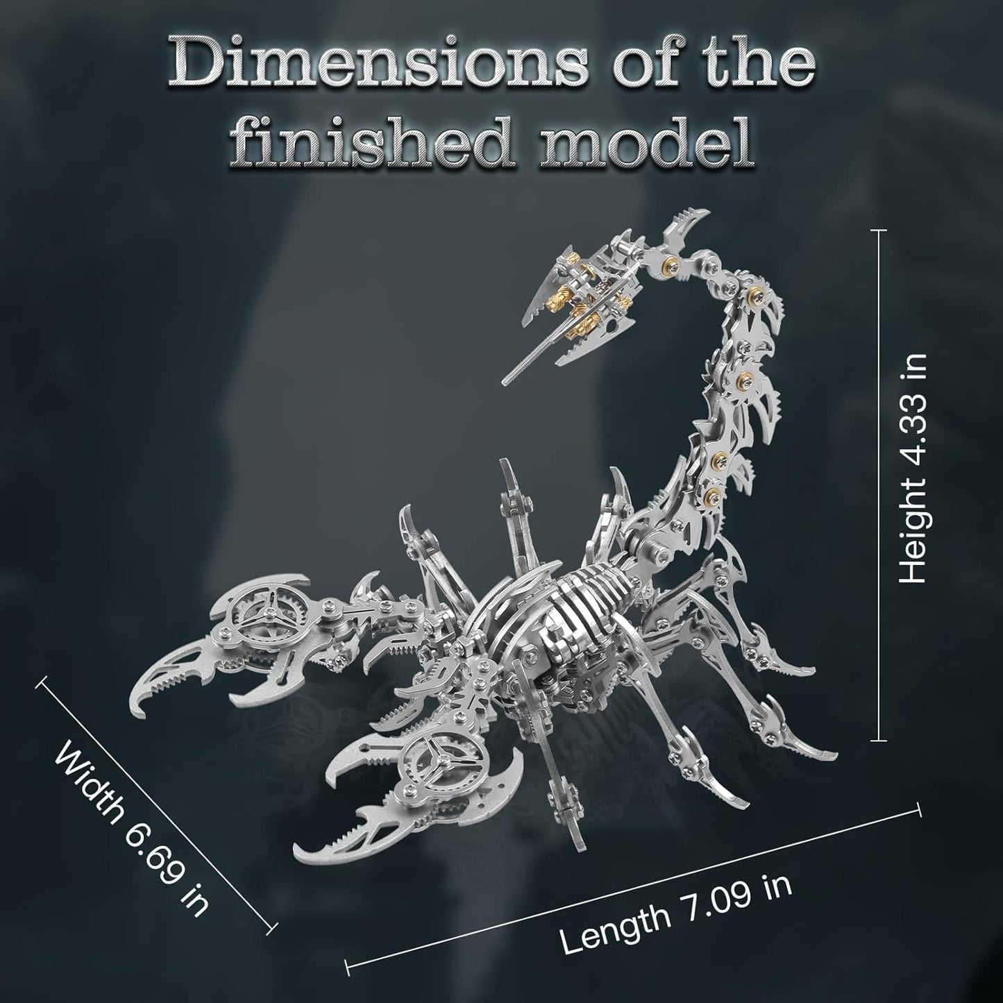 Scorpion 3D Metal Puzzles Kits for Adults Teens – 454 Pcs – Mechanical Assembly Models – 4 Hours to Build – Ideal for Gifts and Decorations (Silver)