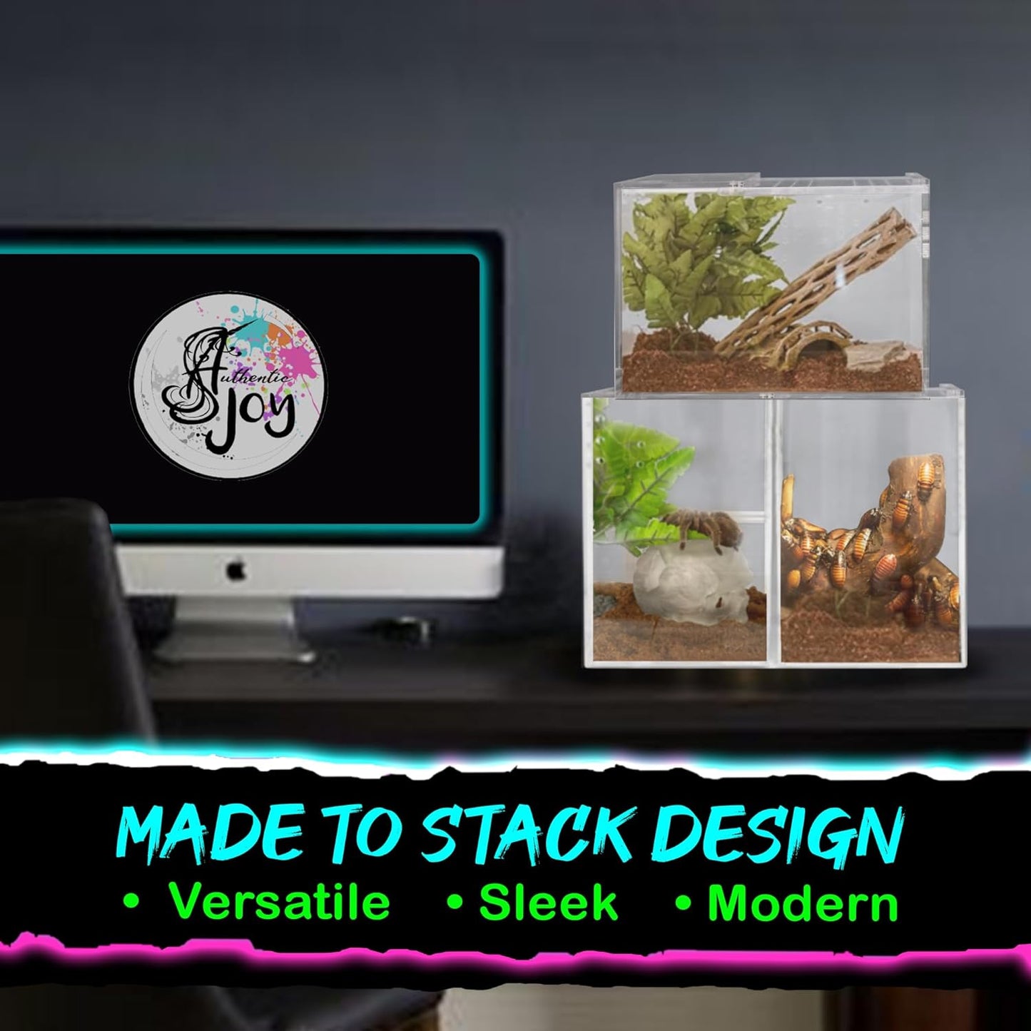 Jumping Spider Enclosure 5"x5"x7" or Tarantula Enclosure - Reptile Terrarium w/Sliding Magnetic Door - Great Reptile Tank & - Acrylic Aquarium Spider Box for Terrestrial or Arboreal Animals