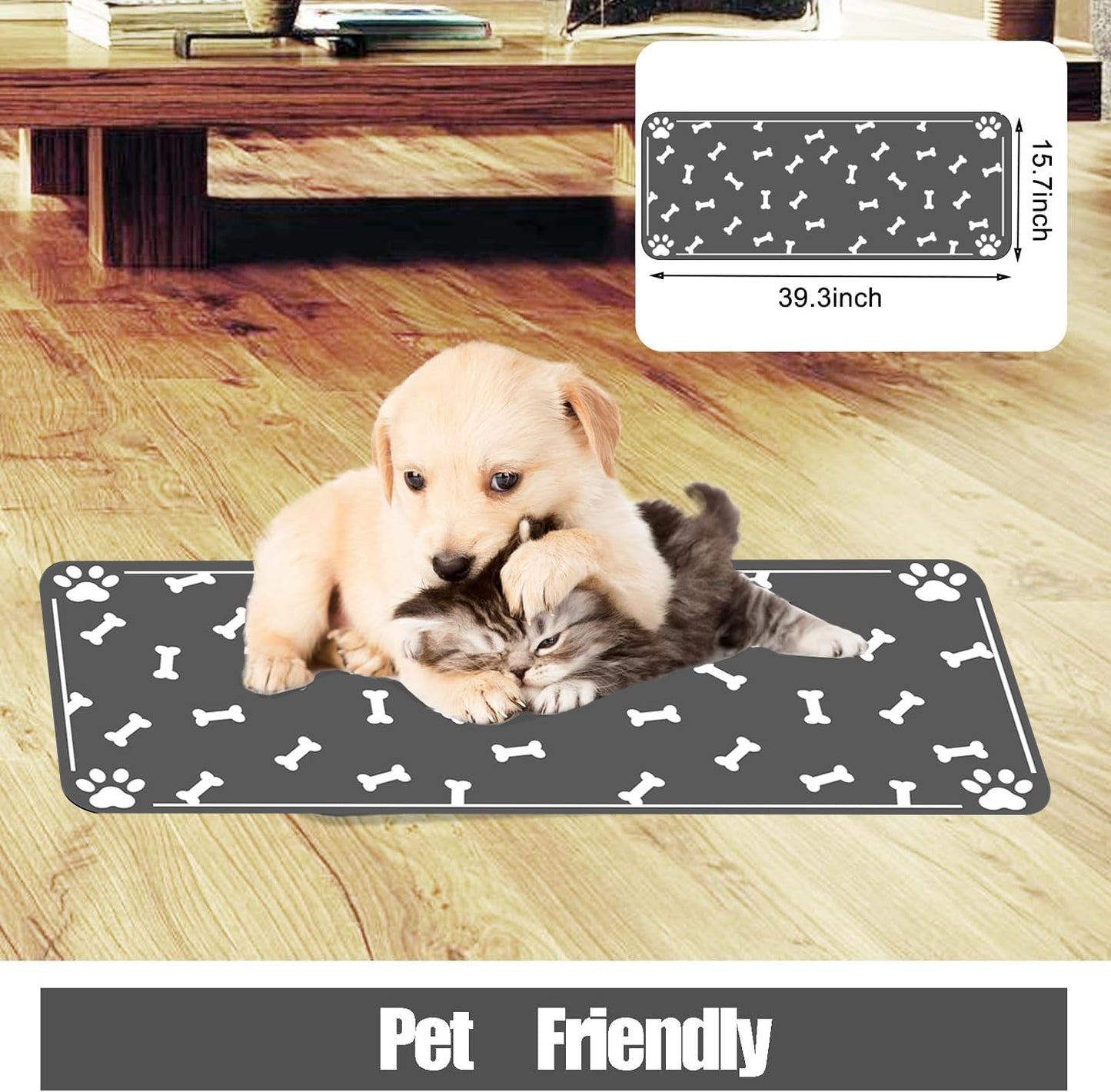 Large Pet Feeding Mat, Absorbent Quick Dry Dog Mat for Food and Water Bowl, Non Skid Cat Bowl Mat, No Stains Quick Dry for Pet Water Dispenser Pet Supplies for Messy Drinkers