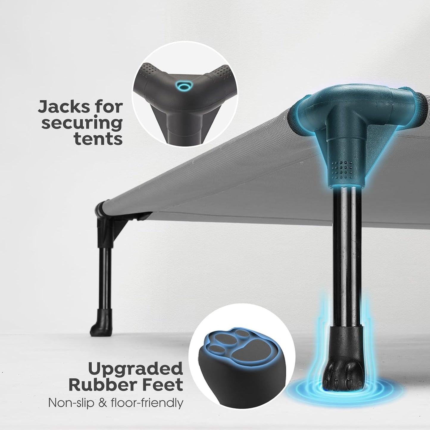 Veehoo Raised Dog Bed - Cooling Elevated Pet Cot with Mesh, No-Slip, Durable for Large Dogs, 42" x 30", Grey, CWC1803-L