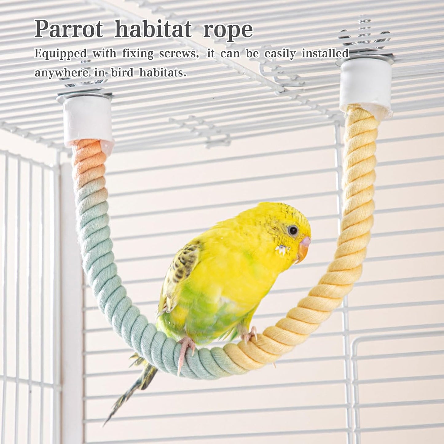 3pcs Gradient Colorful Bird Rope Perch Stand,Bird Cage Climbing Rope Toys Accessories,Bendable Climbing,Parakeet Lovebirds Cockatiels Budgies Play (15.7'',23.6'',39.3''B)