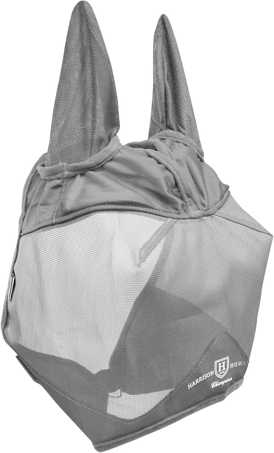 Harrison Howard UV-proof Multi-Function Fabrics Thick Fleece Padding Horse Fly Mask Half Face with Ears Original Grey Arabian Medium