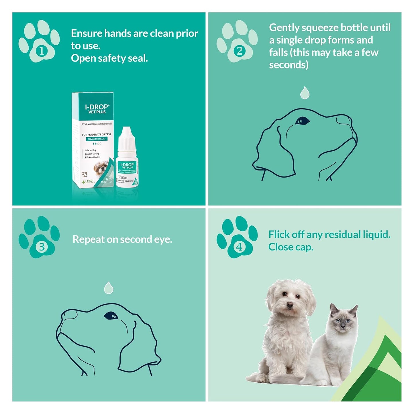 I-DROP VET PLUS: Dog Eye Drops for Pets | Lubricate Acute/Seasonal Dry Eyes | Superior Comfort | Long-lasting Relief | Fewer Application Needed, 0.25% Hyaluronan | Multi dose Bottle | One Bottle 10 ml
