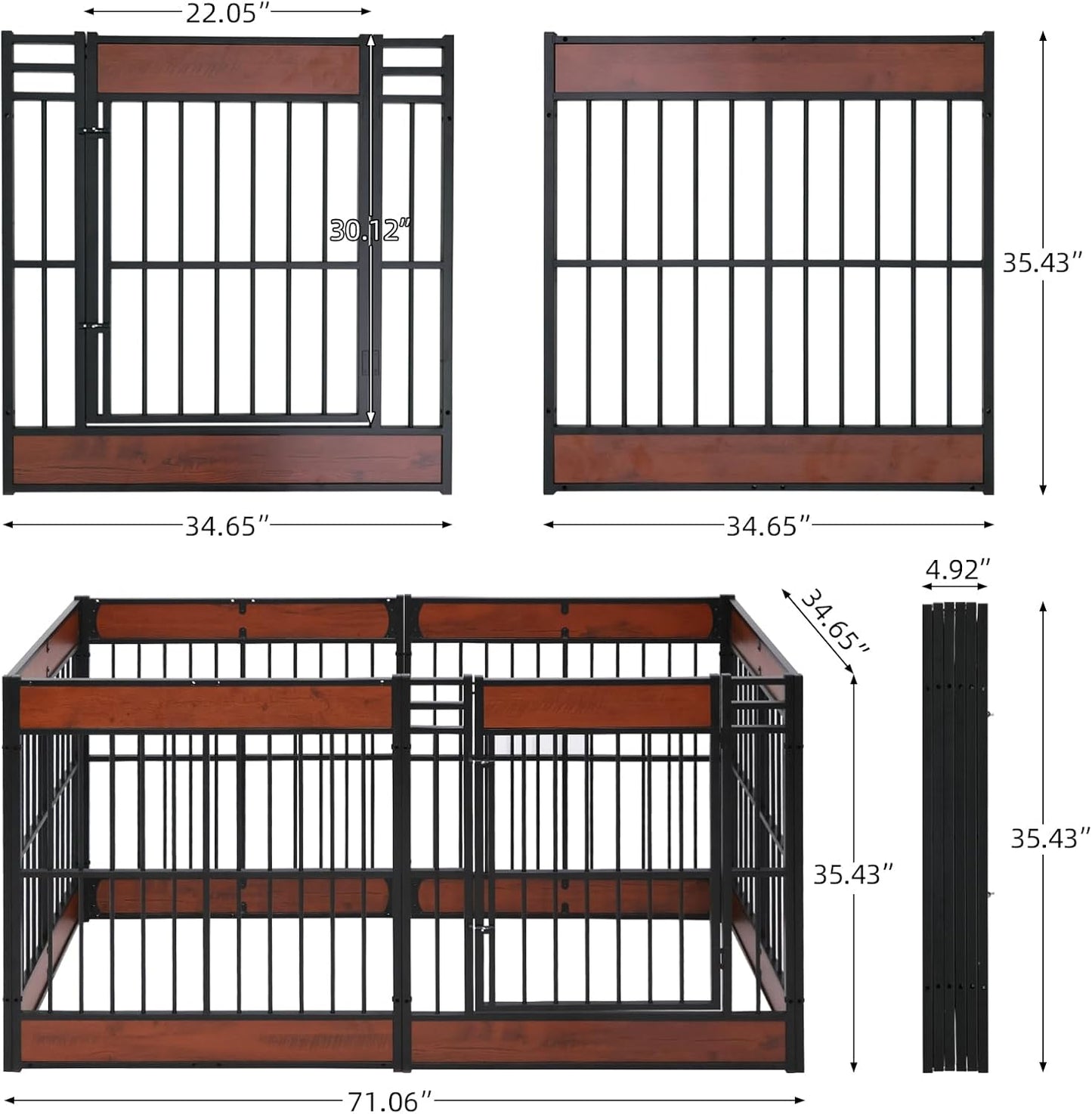 Dog Playpen, 35.4" Height Dog Pen Indoor, Heavy Duty, Safe and Sturdy, Furniture Style Puppy Pen (12 Panels (35.4" High), Black)