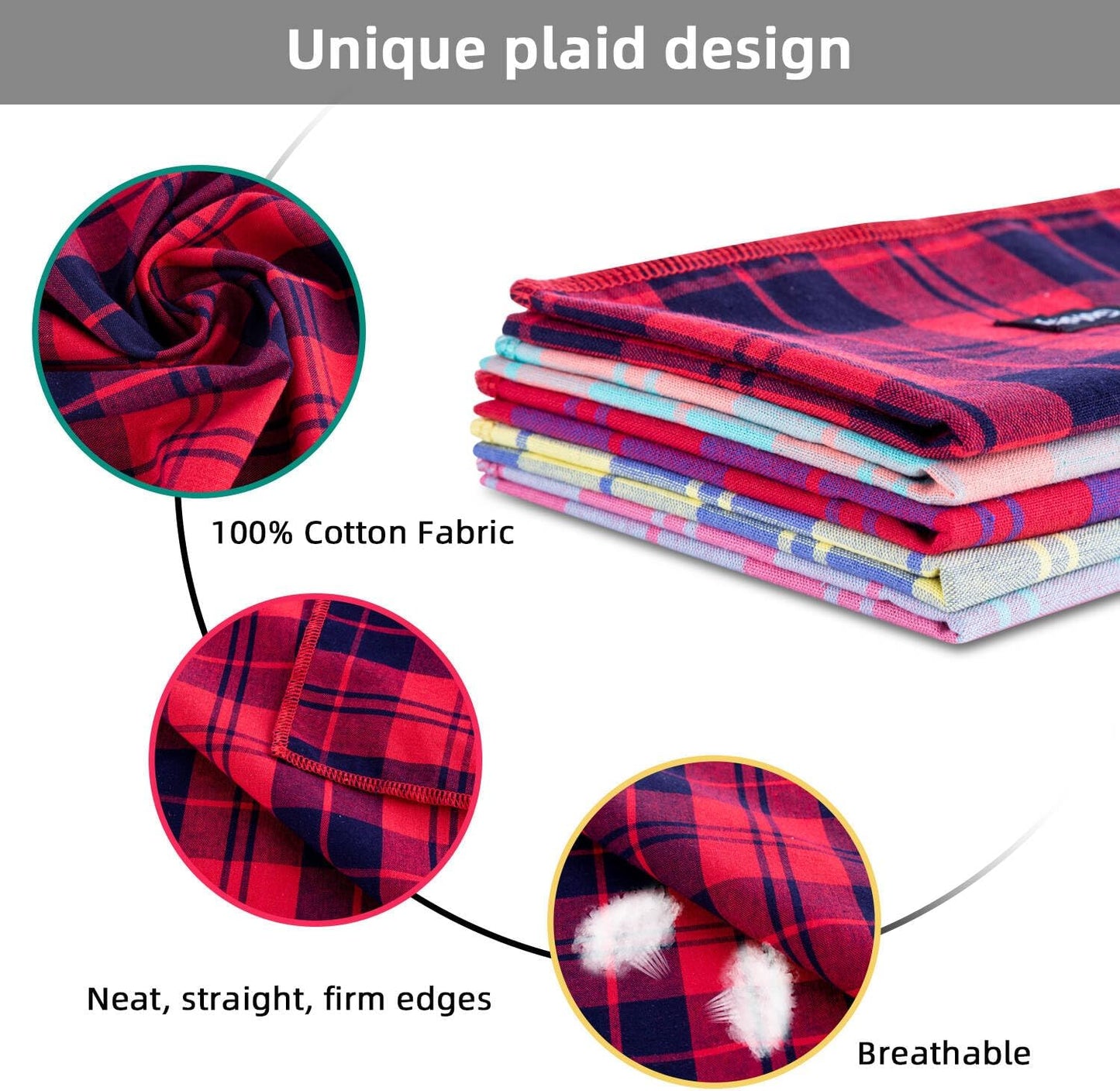 Spring Dog Bandana Large-Dog Scarf Vibrant Color Orange Green Plaid Printing Adjustable Bib Handkerchief Accessories for Medium Large Dogs (L)