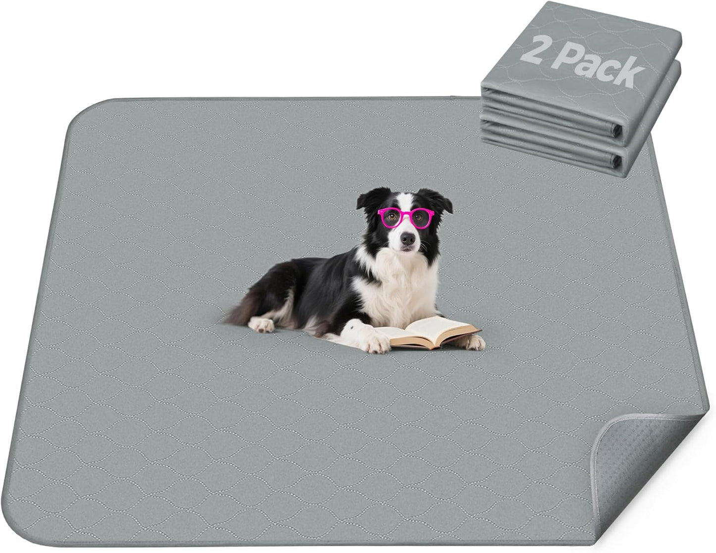 FXW Washable Pee Pads for Dogs, Puppy Pads with Super Absorbent, Specifically Designed for Potty Training, 35" Square, Gray, 2 Packs