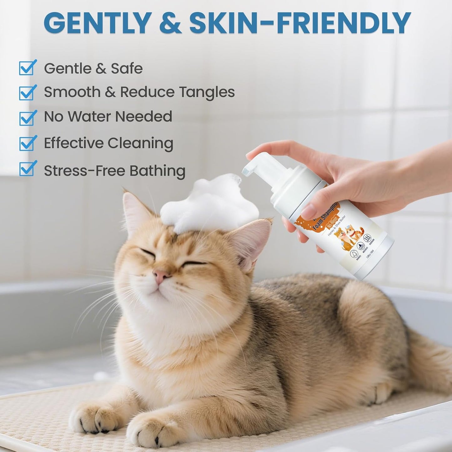 Pet Waterless Shampoo with Brush, Dry Shampoo for Dog & Cats, No Rinse Foam Formula for Quick Clean Between Bath, Detangling, Deep Cleansing, Reduce Itchy Skin Shedding & Odor Control