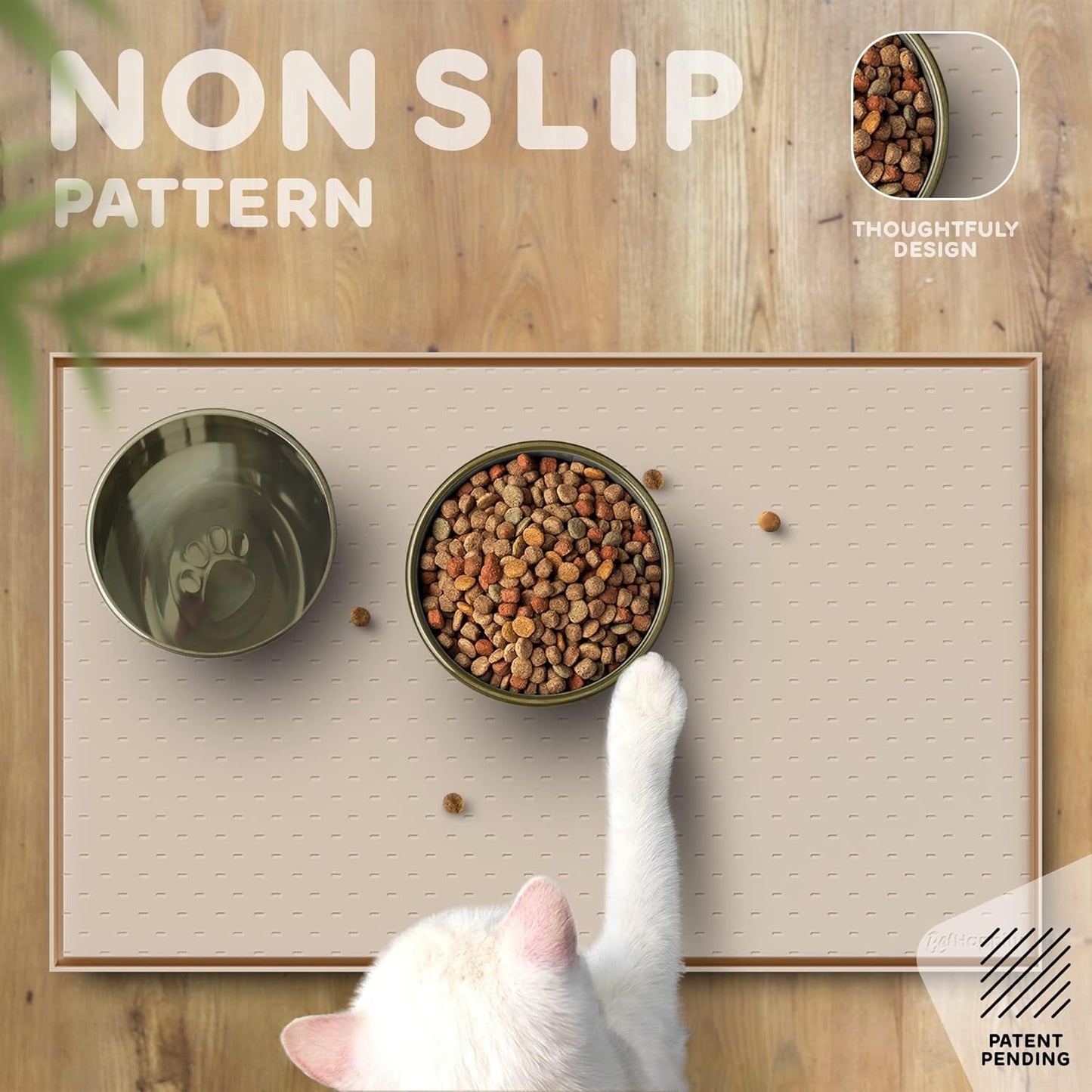 Dog Food Mat - 28x18 Raised Edges Dogs Mat for Food and Water Prevent Spill, Waterproof Cat Food Mats Protect Floors, Easy Clean Dog Bowl Mats for Food and Water, Silicone Pet Feeding Placemats