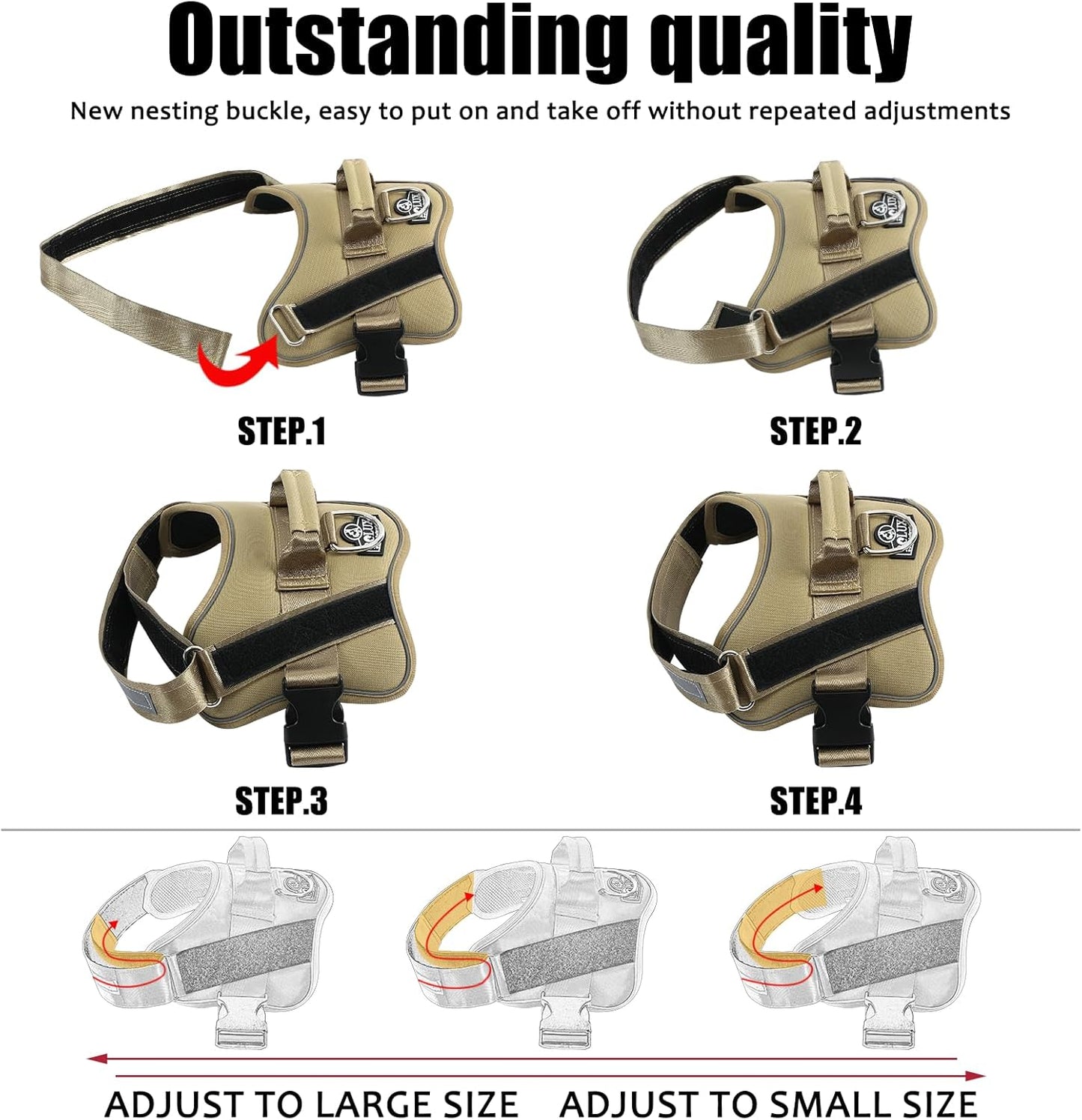 Bolux Dog Harness, No-Pull Reflective Dog Vest, Breathable Adjustable Pet Harness with Handle for Outdoor Walking - No More Pulling, Tugging or Choking