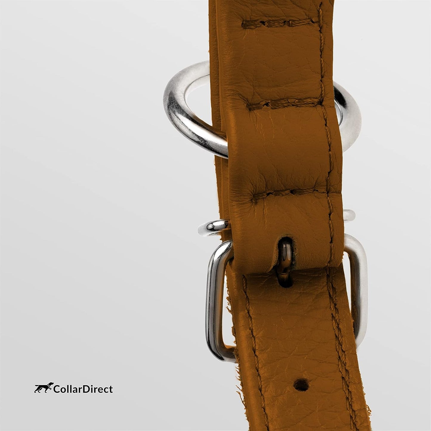 CollarDirect Rolled Leather Dog Collar, Soft Padded Round Puppy Collar, Handmade Genuine Leather Collar Dog Small Large Cat Collars 13 Colors (8-11 Inch, Cinnamon Textured)