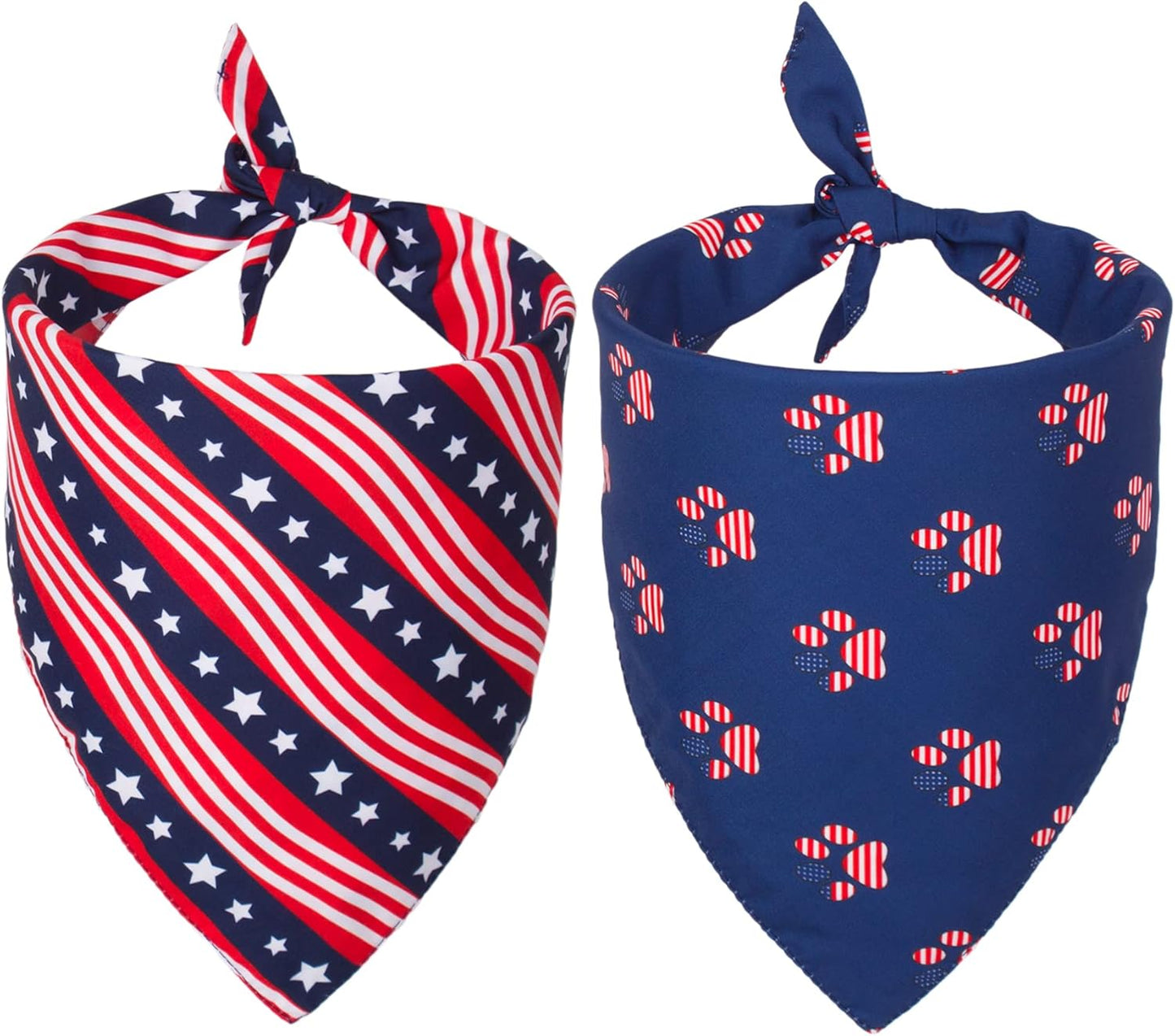 PTDECOR American US Flag Dog Bandana 4th of July Dog Bandanas Reversible Triangle Bibs Scarf for Small Dogs (Style 1, Small)
