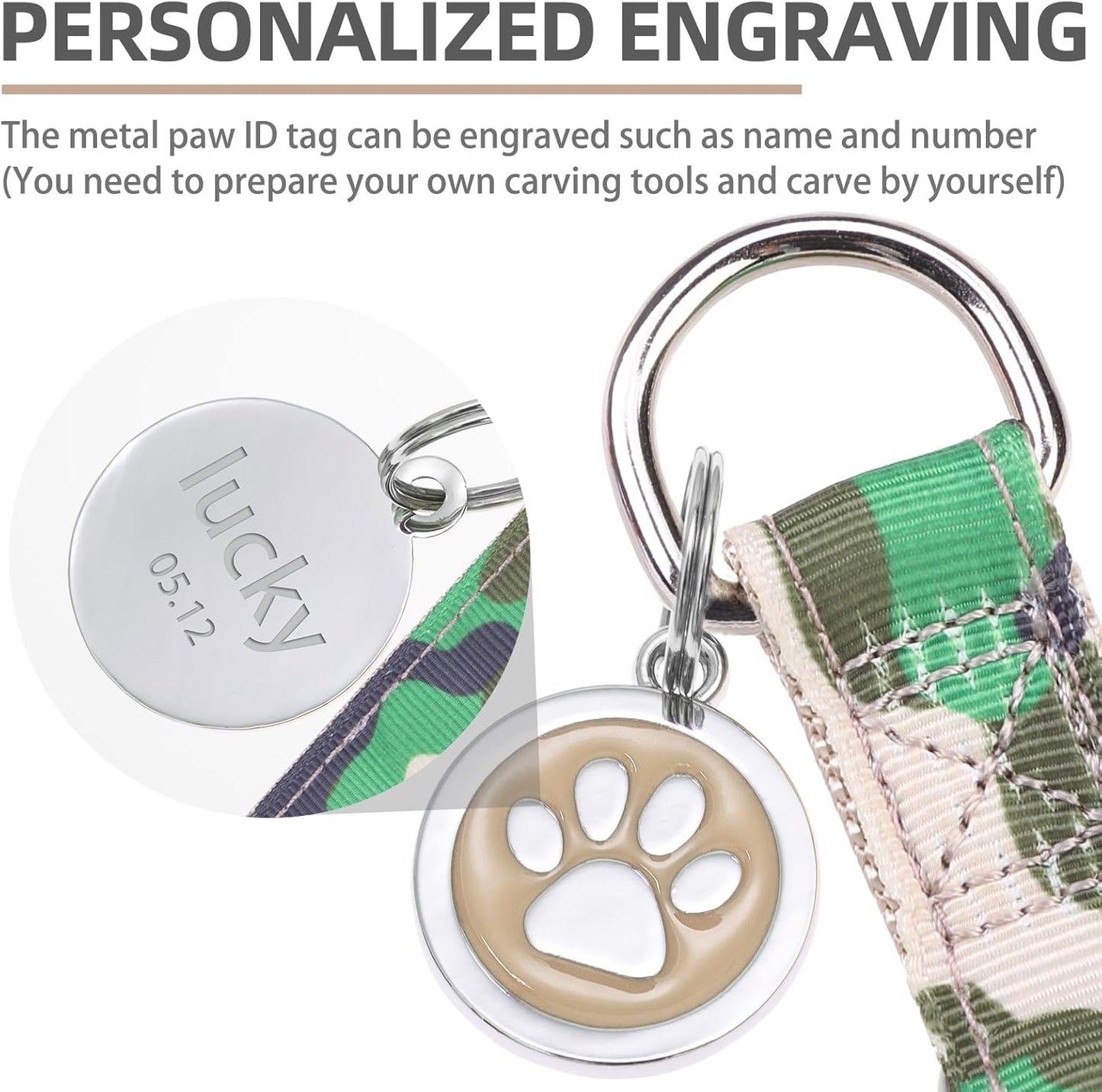 PUPTECK No Pull Dog Harness Soft Adjustable Basic Nylon Step in Puppy Vest Outdoor Walking with ID Tag, Camouflage, M