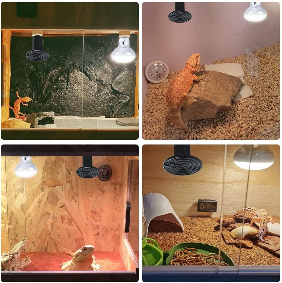 LUCKY HERP 75W Ceramic Heat Emitter, Reptile Heat Bulbs, Ceramic Heat Lamp for Reptiles, Amphibian, Chicken, Dog, Cat (2-Pack)