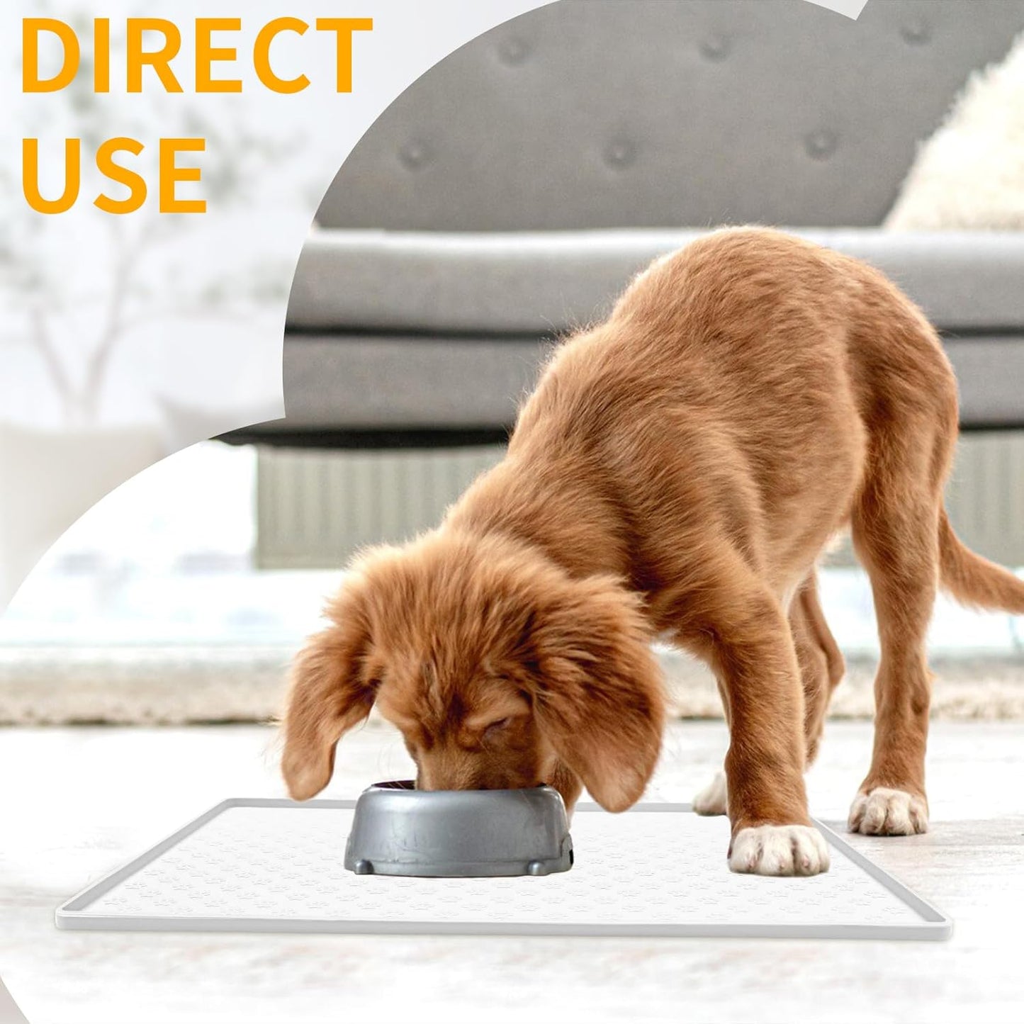 Ptlom Pet Placemat for Dog and Cat, Waterproof Silicone Pet Feeding Bowl Mats for Food and Water, Small Medium Large Dogs Mat Prevent Residues from Spilling to Floor, White, 24.5" 16.5"