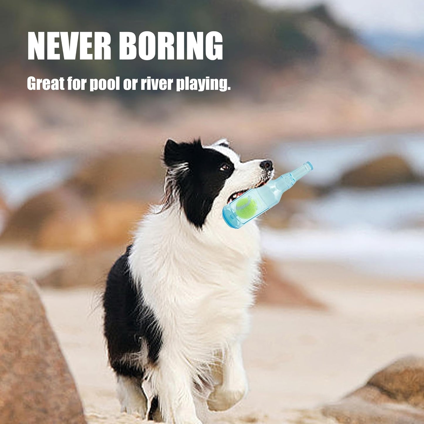 Dog Squeaky Chew Toy,Floating TPR Water Bottle Toys-Small Medium Large Breeds - Training Fetch -Indoor Outdoor Pool Beach Blue M