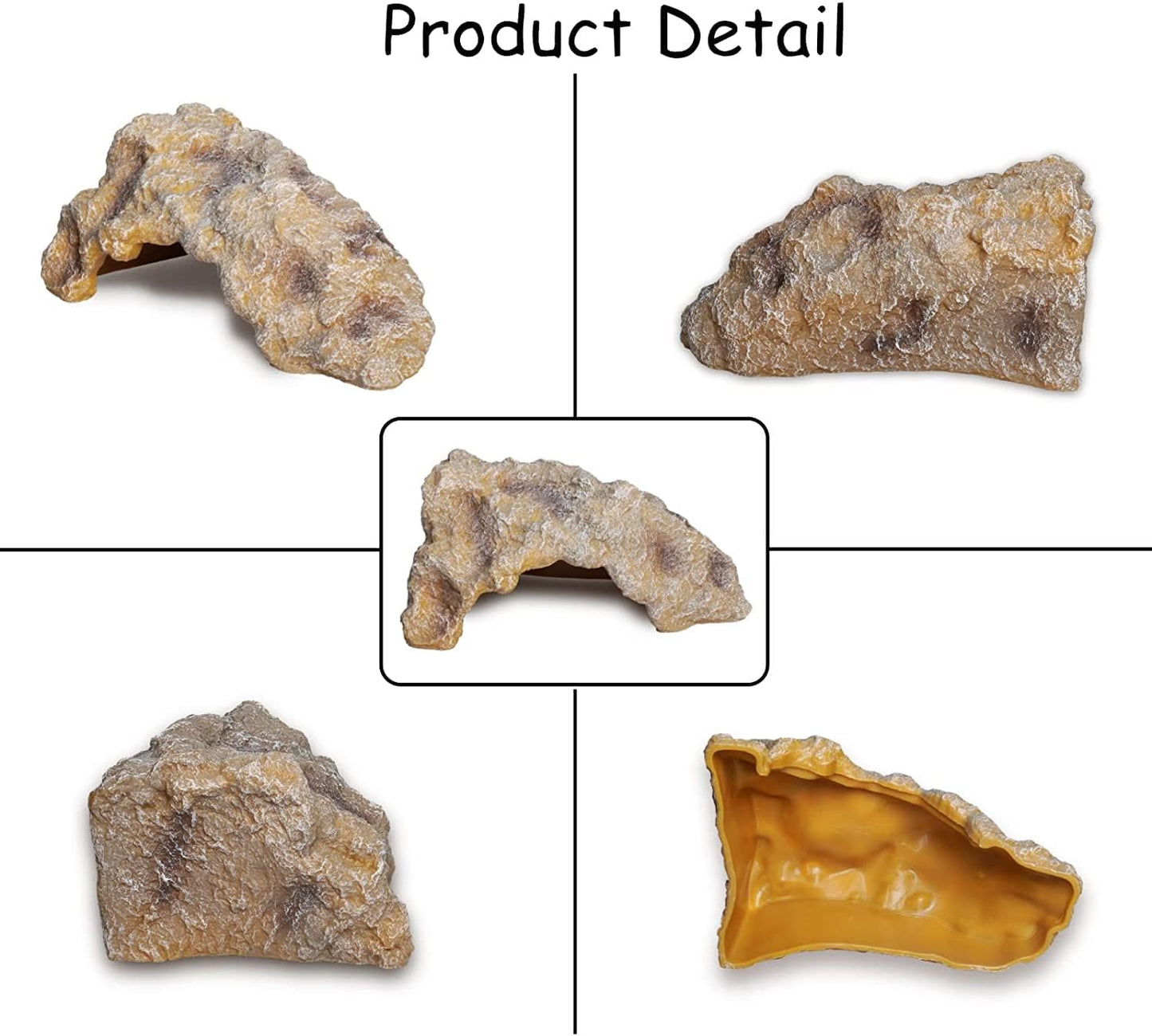 Reptile Rock Reptile Hide Cave Hideout Terrarium Habitat Decor Ornament Shelter for Hermit Crab Spider Frogs Amphibians Small