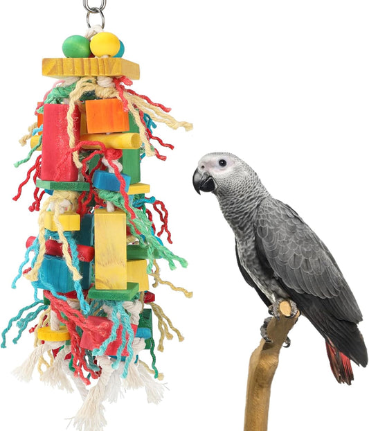 Rypet Wood Bird Chewing Toys for Cage Wall, Wooden Bird Cage Toy for Helping to Trim Beak, Birds Toys Parrot Toy for African Grey Parrots Cockatoos Amazon Parrot and Other Small to Medium Parrots