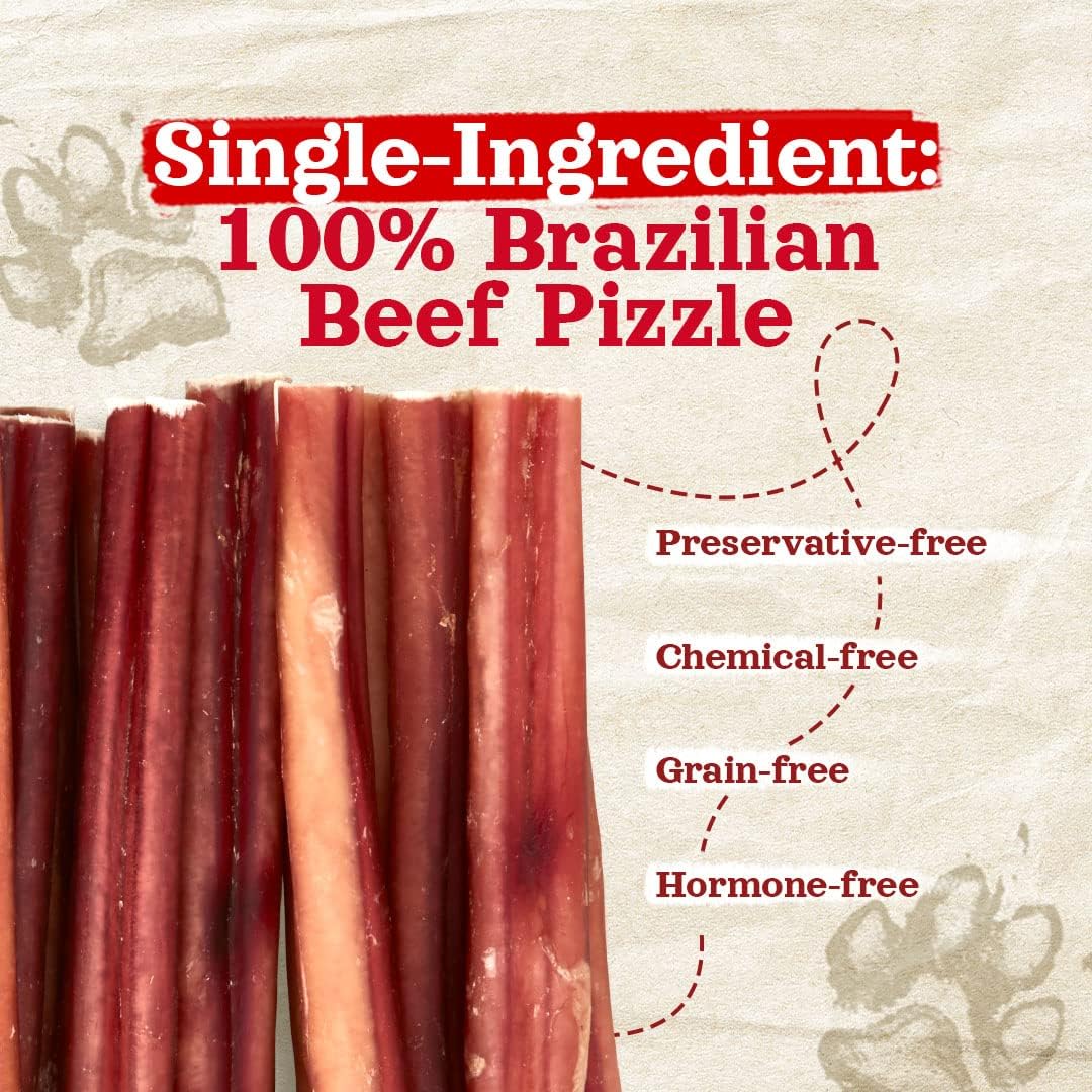 Natural Farm Odor-Free Select Bully Sticks, (12-Inch, 1-Pound), Hand Selected for Consistent Thickness, 100% Beef Pizzle Dog Chews, Fully Digestible, High Protein, Best Dental Treats