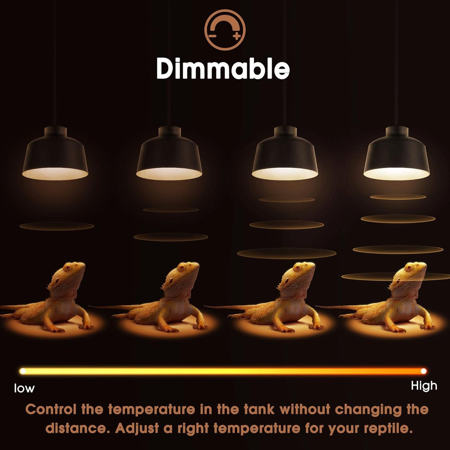 Reptile Heat Bulb 2 Pack, 75W UVA Reptile Light Bulbs, Dimmable Heat Lamp Bulbs Basking Spot Light Bulb for Reptiles, Amphibian, Bearded Dragon, Lizard, Chicken