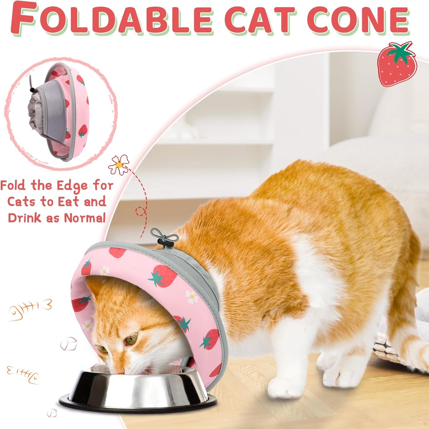 Cat Cone Collar Soft to Stop Licking, Adjustable, Foldable Lightweight Kitten Cones After Surgery Recovery for Cats & Kittens, Cat Cone Alternative (Pink, S)