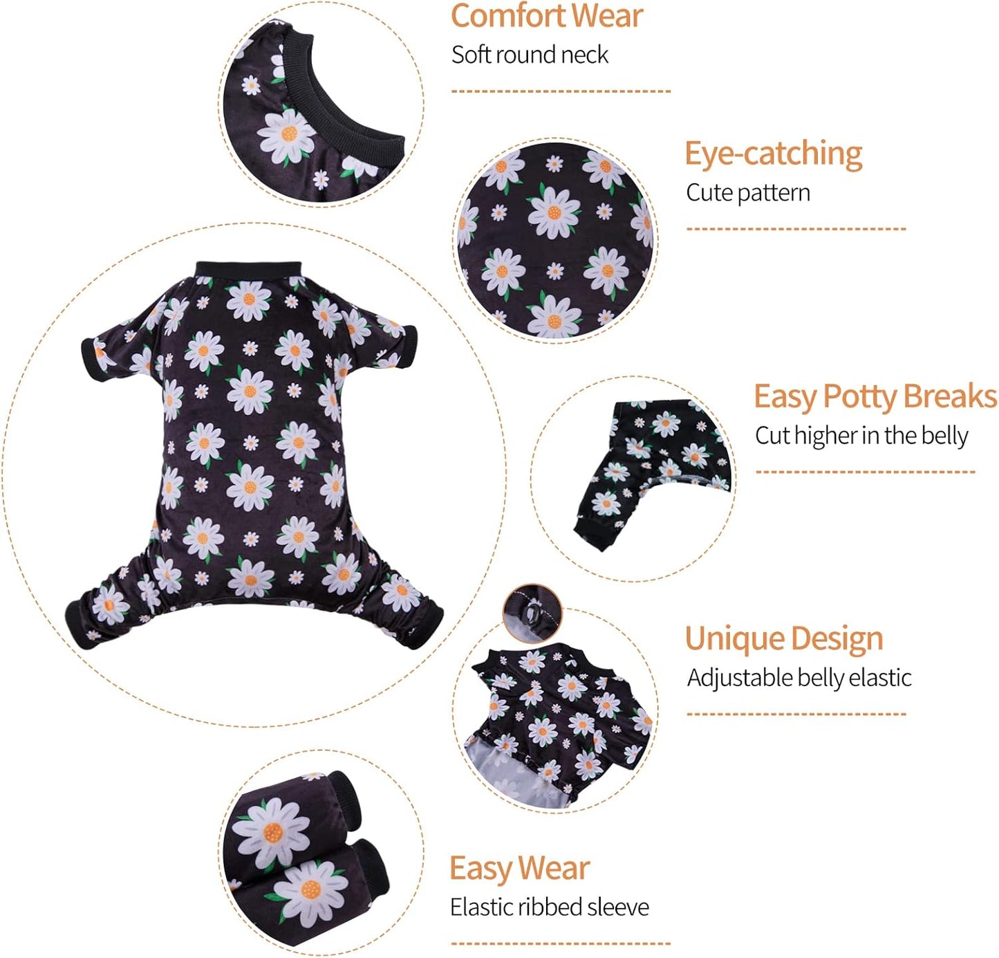 CuteBone Small Dogs Outfit Soft Puppy Onesies Pjs Dog Pajamas Pet Coat Cat Apparel Comfy Doggie Jumpsuit Bodysuit for All Seasons P221M