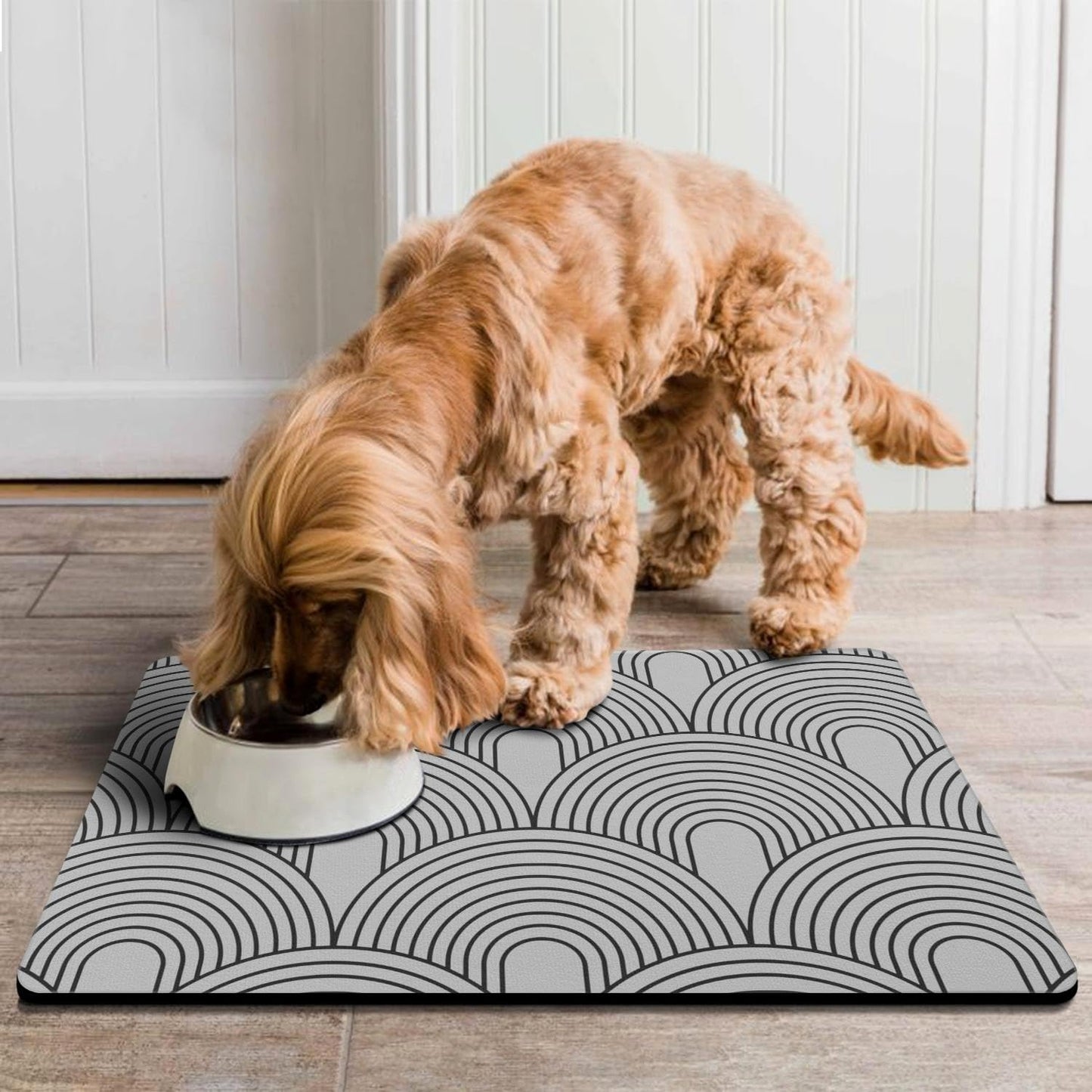 Dog Food Mats for Floors Absorbent, Pet Cat Food Mat - Quick Dry Dog Bowl Mats for Food and Water, Eco-Friendly Boho Pet Supplies