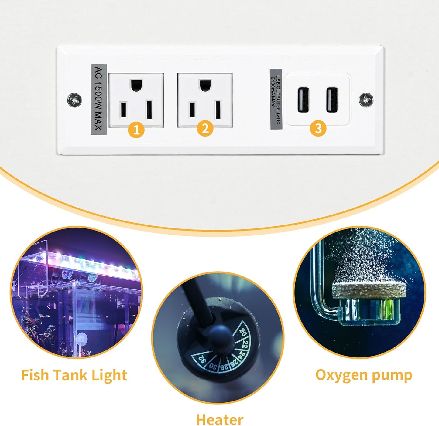 DWVO 40-50 Gallon Aquarium Stand with Power Outlets & LED Light, Cabinet for Fish Tank Accessories Storage - Metal Fish Tank Stand Suitable for Turtle Tank, Reptile Terrarium, 660LBS Capacity, White