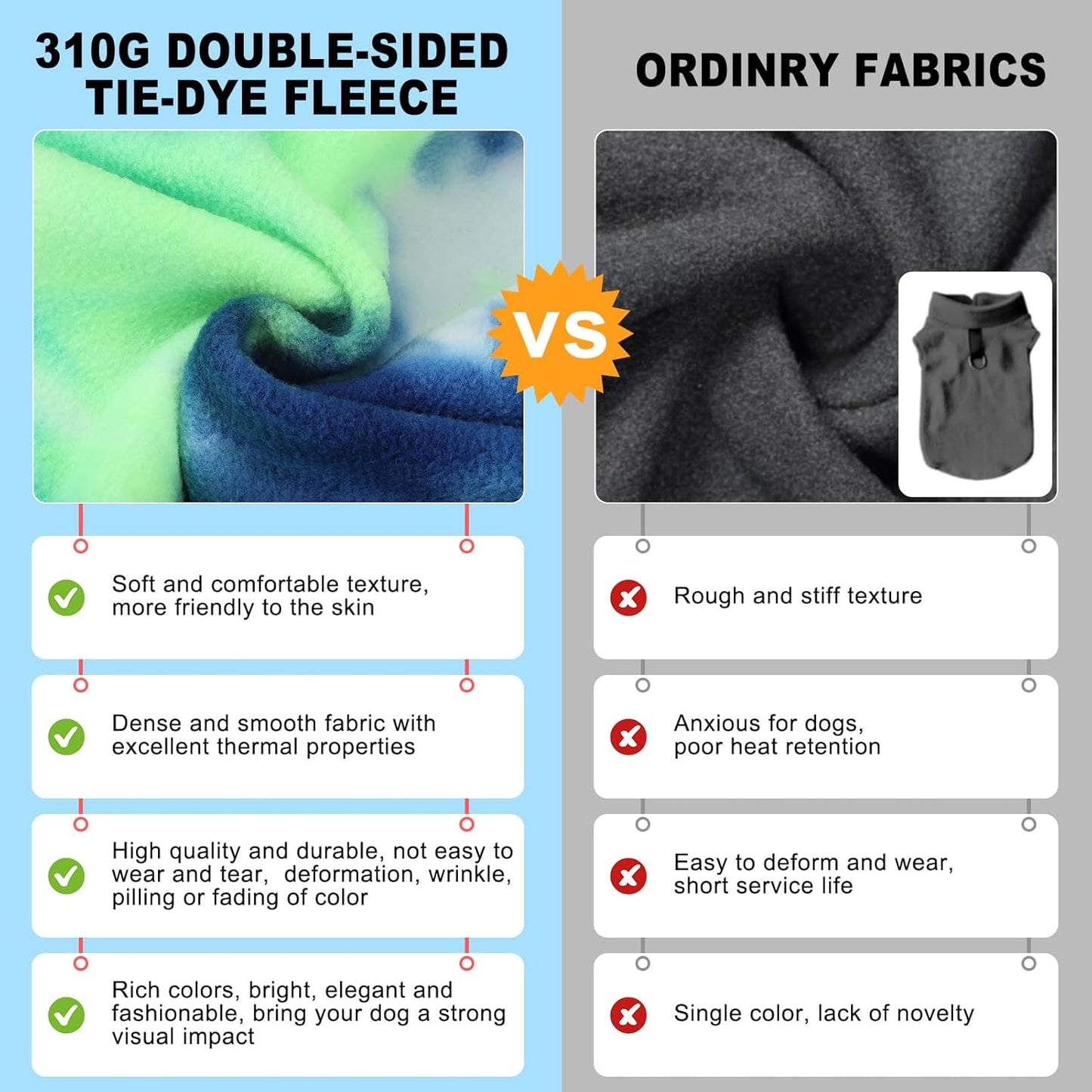 BEAUTYZOO Tie Dye Dog Hoodie Sweaters for Small Medium Size Dogs Girls Boys- Premium Quality, Ultra Soft, Superior Comfort Fit,Breathable Fleece Hooded Sweatshirt- Cold Weather Pet Clothes Winter Coat