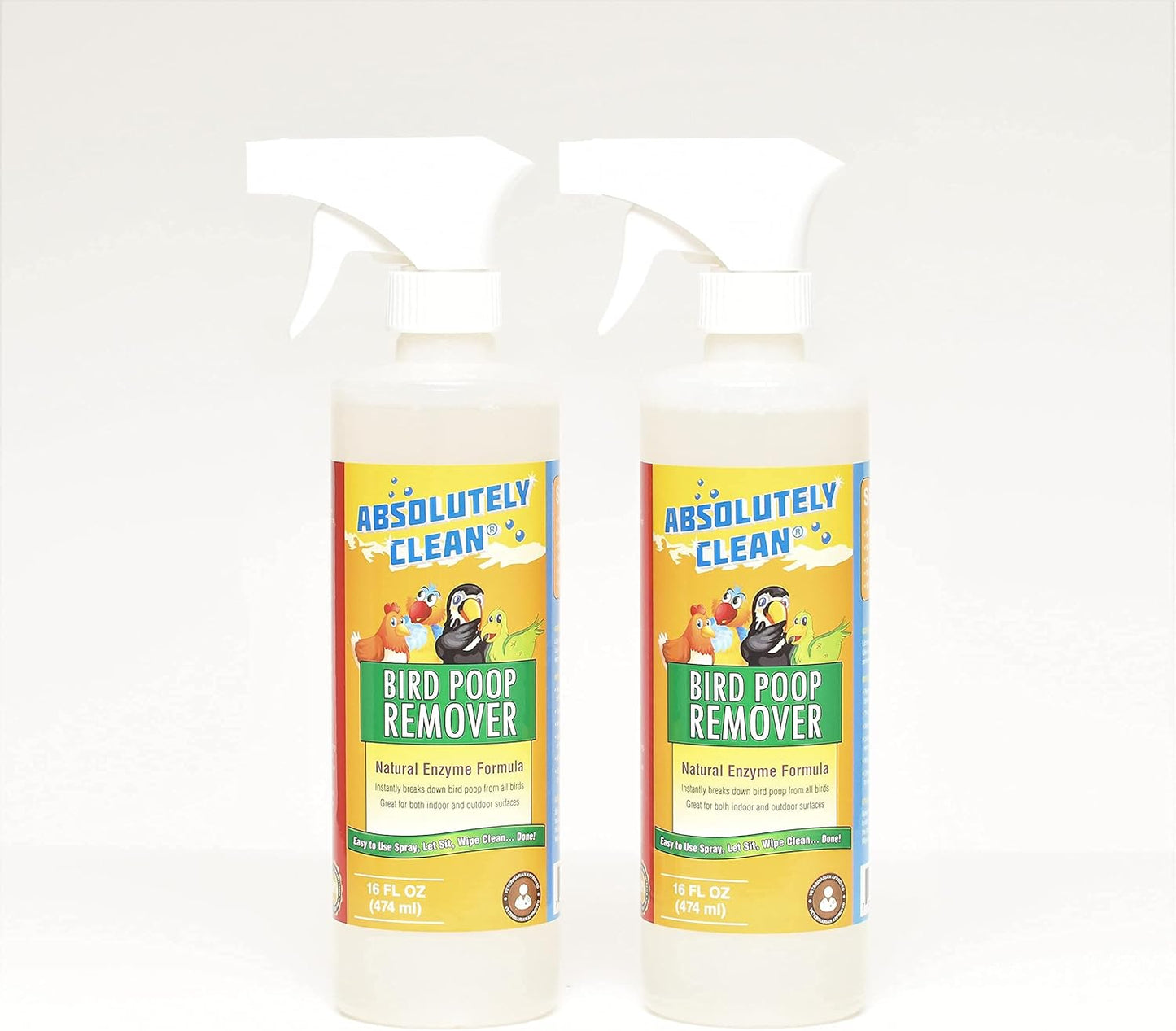 Absolutely Clean Amazing Bird Poop Remover - Just Spray/Wipe - Safely & Easily Removes Bird Messes - Use Indoor/Outdoor - Made in The USA