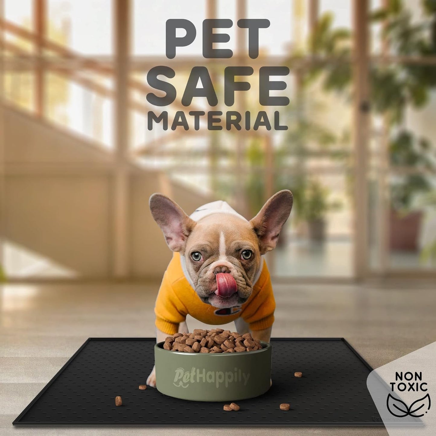 Dog Food Mat - Raised Edges Dogs Mat for Food and Water Prevent Spill, Waterproof Cat Food Mats Protect Floors, Easy Clean Dog Bowl Mats for Food and Water, Silicone Pet Food Tray