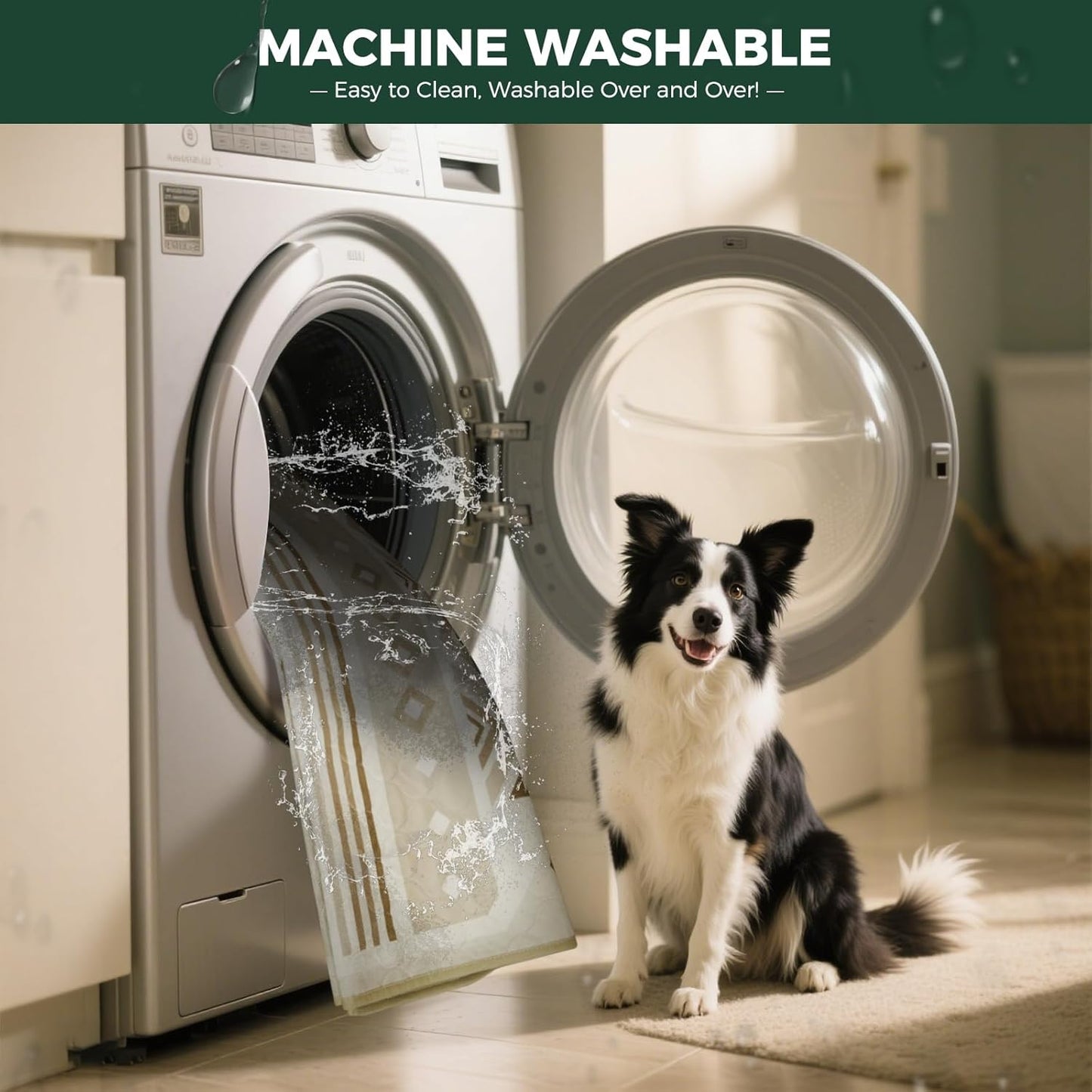 FXW Washable Pee Pads for Dogs, Puppy Pads with Super Absorbent, Specifically Designed for Potty Training, 35" Square, Khaki Geometric, 2 Packs