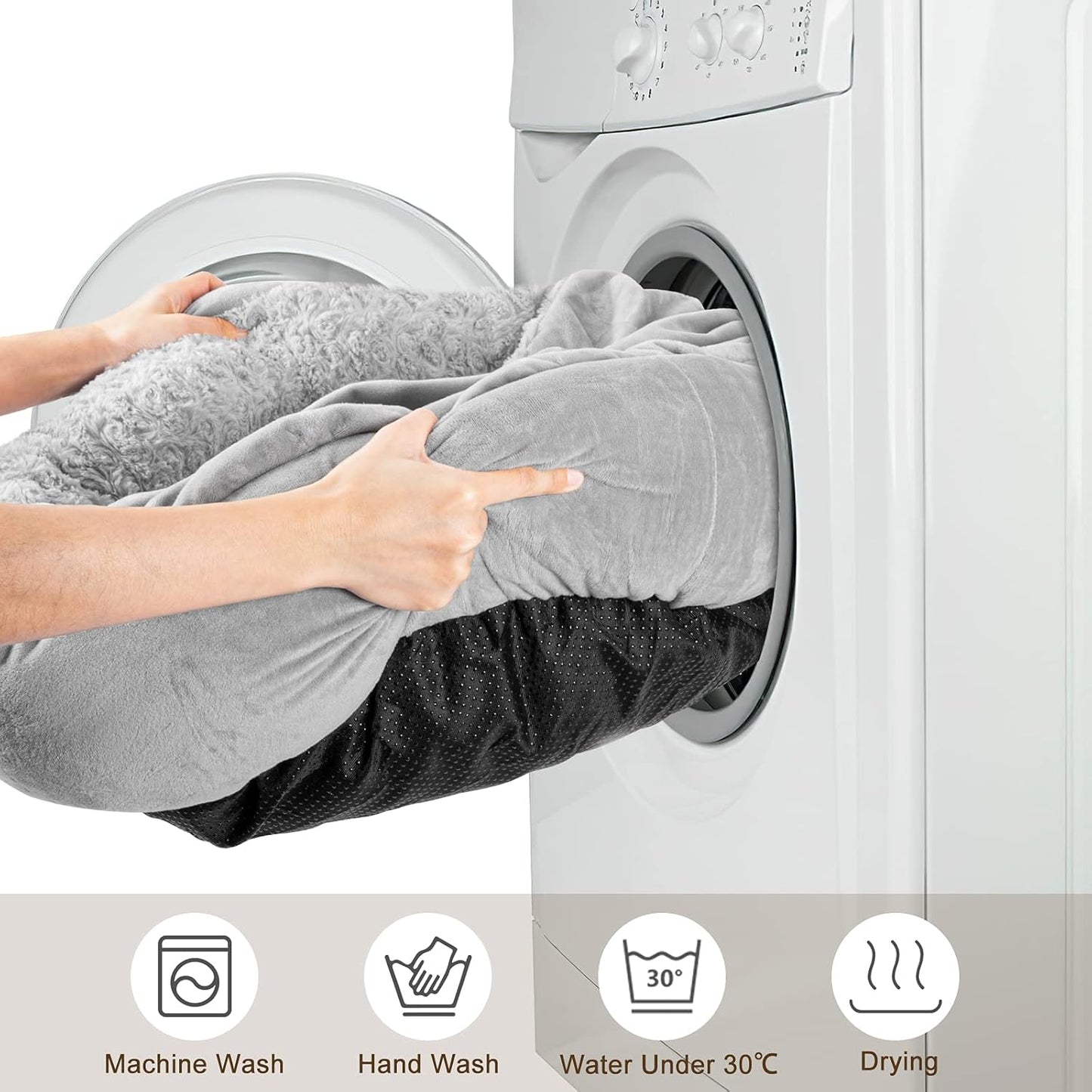 JOEJOY Dog Beds for Small Medium Dogs, Cozy Cuddler Luxury Puppy Pet Bed with Blanket Attached, Donut Round Calming Anti-Anxiety Dog Burrow Cave Bed - Anti-Slip Bottom and Machine Washable 26 inch